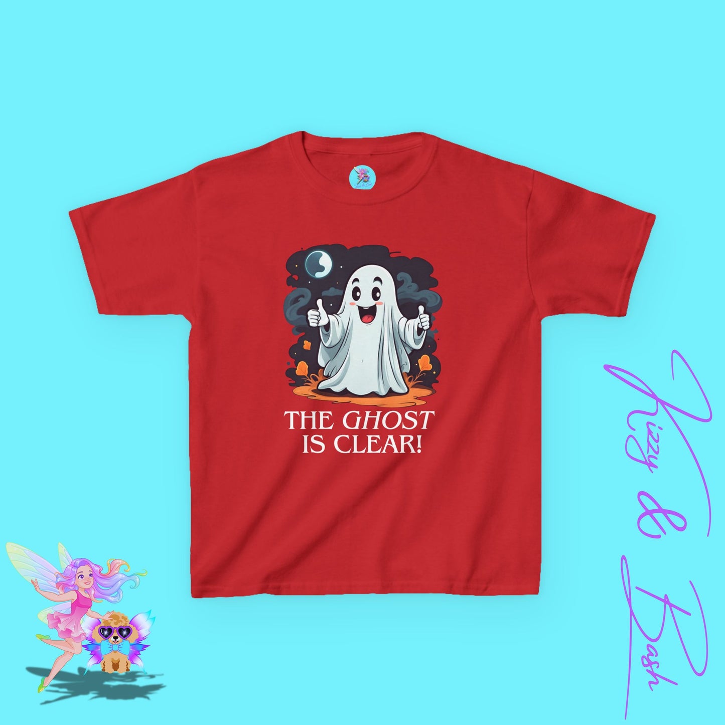 The Ghost is Clear T-Shirt Cute Cartoon Ghost Halloween Pun Shirt Gift for Halloween Lovers Funny Shirt for Family and Friends Halloween Gift for Kids Heavy Cotton™ Tee