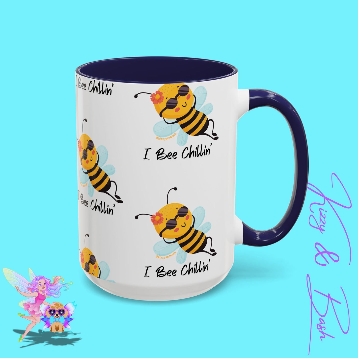 Cute Honey Bee Coffee Mug Funny Bee Mug Nature Lover Gift Idea Unique Gift for Bee Lovers Perfect Gift for Beekeepers Cute Teacher Appreciation Gift I Bee Chillin' Accent Coffee Mug - 11, 15oz