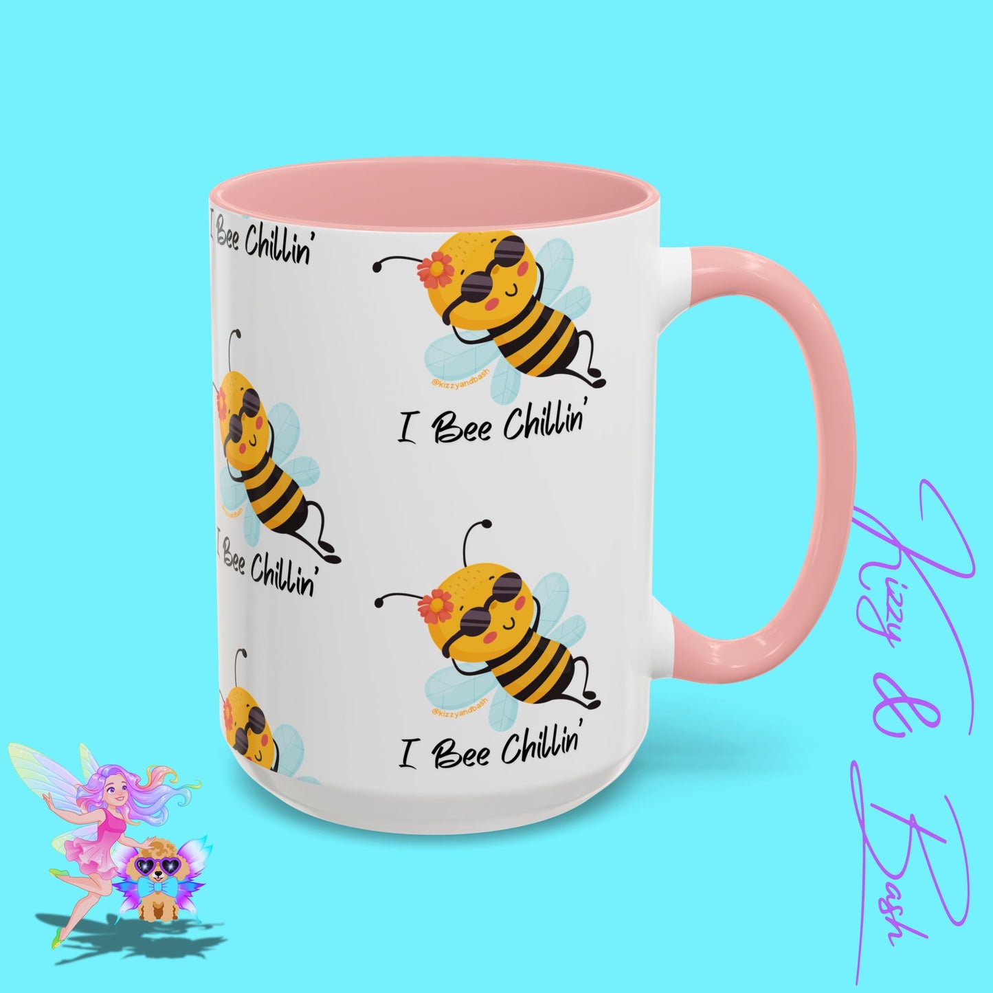 Cute Honey Bee Coffee Mug Funny Bee Mug Nature Lover Gift Idea Unique Gift for Bee Lovers Perfect Gift for Beekeepers Cute Teacher Appreciation Gift I Bee Chillin' Accent Coffee Mug - 11, 15oz