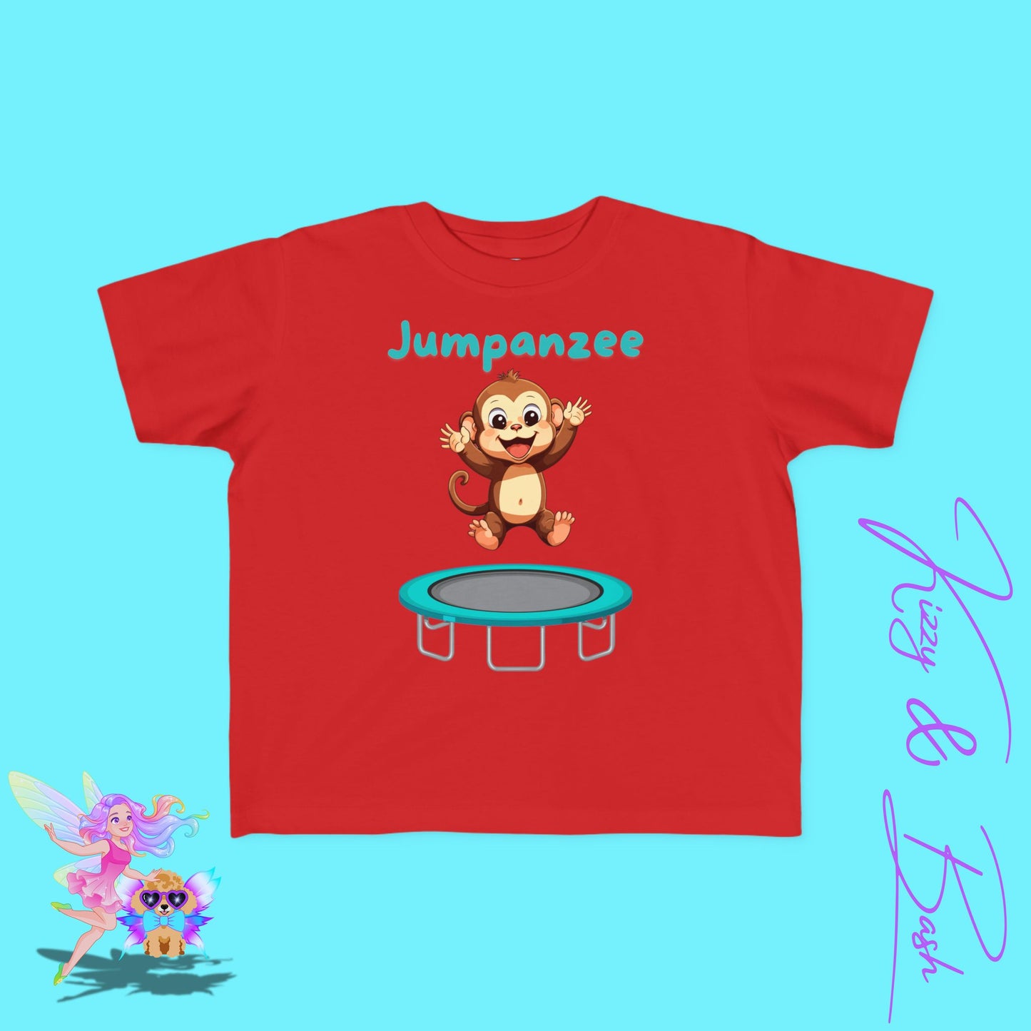 Jumpanzee Jumping Monkey Shirt for Toddlers Funny Pun Shirt for Him or Her Perfect Gift for Monkey Lovers Fun Zoo Field Trip Shirt Cute Animal Pun T-Shirt Hilarious Trampoline Park T-Shirt Gymnastics Lover Shirt for Toddler's Fine Jersey Tee