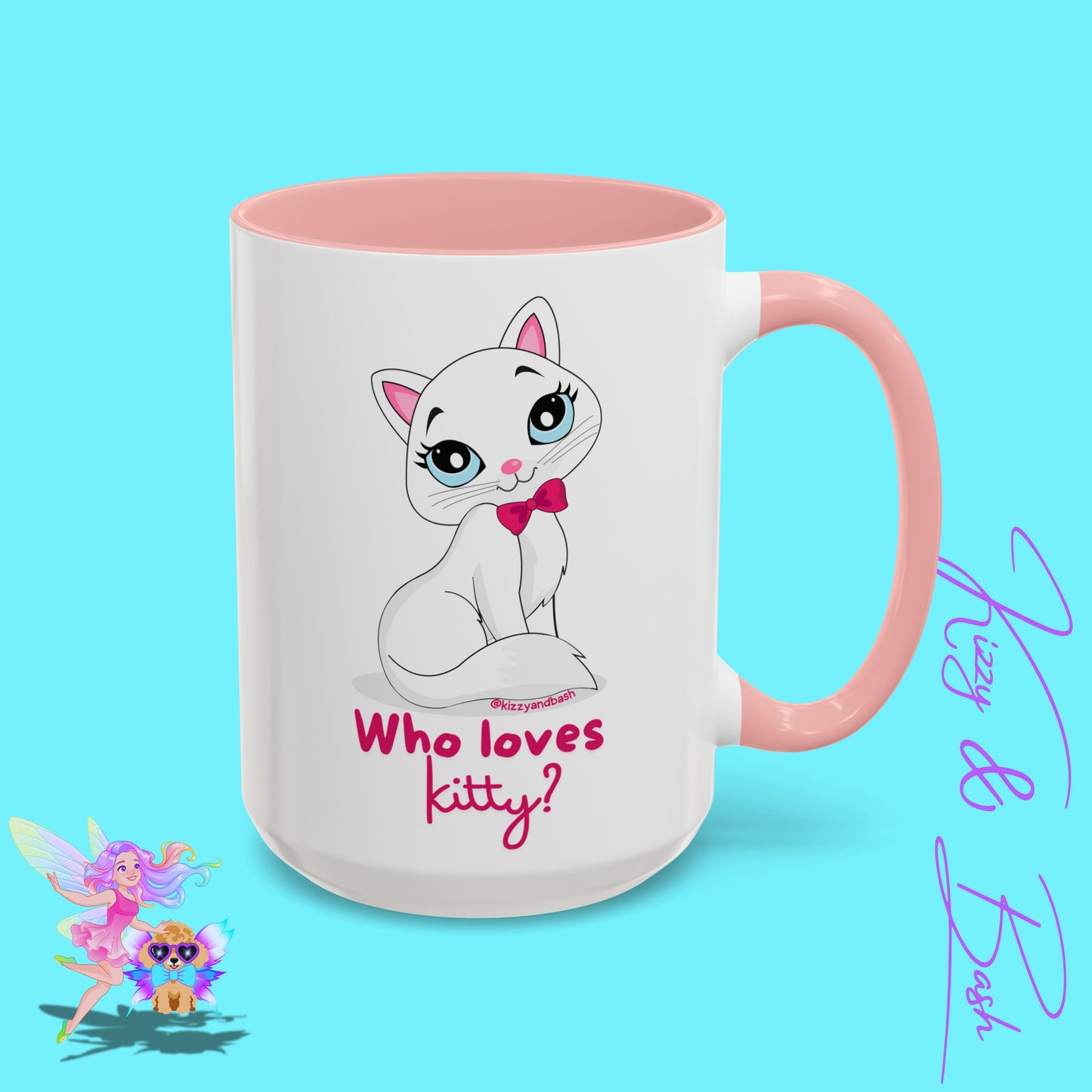 Flirty Kitty Cat Coffee Mug for Her Unique Cat Lover Gift Funny Animal Mug for Her White Cat Coffee Mug Perfect Gift for Cat Mom Who Loves Kitty Accent Coffee Mug - 11, 15oz