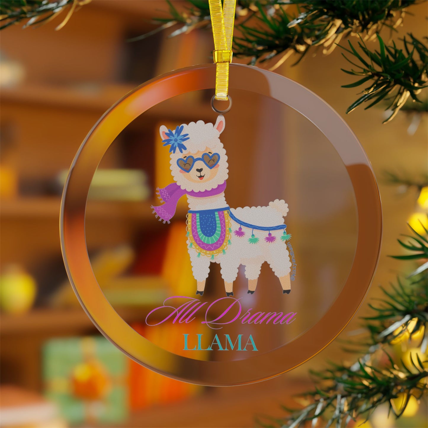 Funny Llama Christmas Ornament Lllama Glass Ornament Unique Christmas Gift All Drama Llama Holiday Ornament Cute Llama Gift Idea
