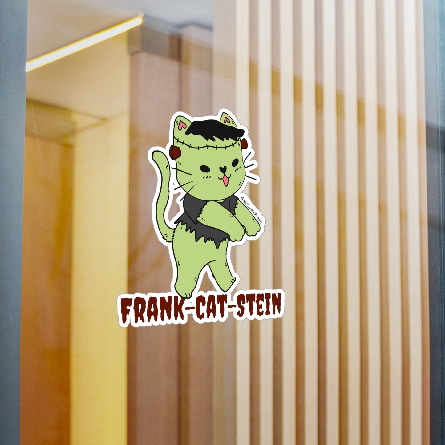 Waterproof Frankenstein Decal Funny Halloween Decal Perfect Gift for Cat Lovers Unique Gift for Cat Mom or Cat Dad Frank-Cat-Stein Cute Halloween Sticker Decal Frankenstein Kitty Cat Halloween Kiss-Cut Vinyl Decals