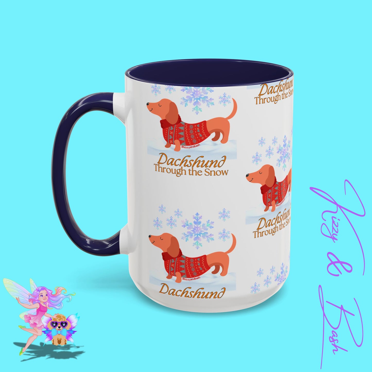 Unique Christmas Wiener Dog Coffee Mug Funny Dachshund Mug Cute Dog Lover Mug Perfect Gift for Dog Lovers Unique Christmas Mug Perfect Christmas Gift for Veterinarian Dachshund Through the Snow Holiday Dog Accent Coffee Mug - 11, 15oz