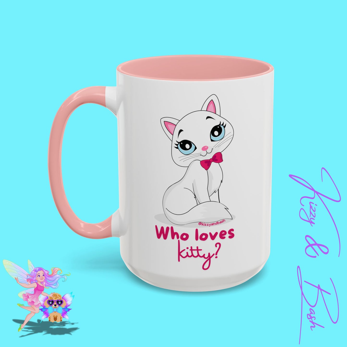 Flirty Kitty Cat Coffee Mug for Her Unique Cat Lover Gift Funny Animal Mug for Her White Cat Coffee Mug Perfect Gift for Cat Mom Who Loves Kitty Accent Coffee Mug - 11, 15oz