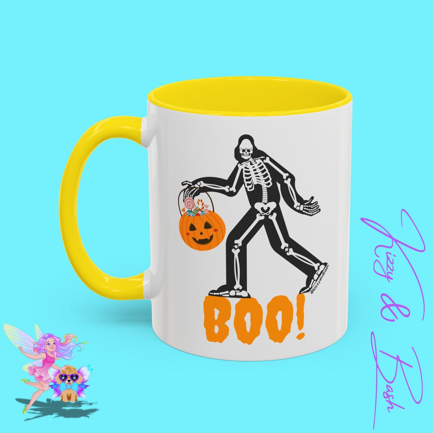 Funny Bigfoot Coffee Mug Unique Halloween Coffee Mug Sasquatch Mug for Him or Her Cute Halloween Gift for Teachers Perfect Gift for Bigfoot Hunters Funny Gift for Bigfoot Believers Sasquatch Skeleton Trick-or-Treating Accent Coffee Mug - 11, 15oz