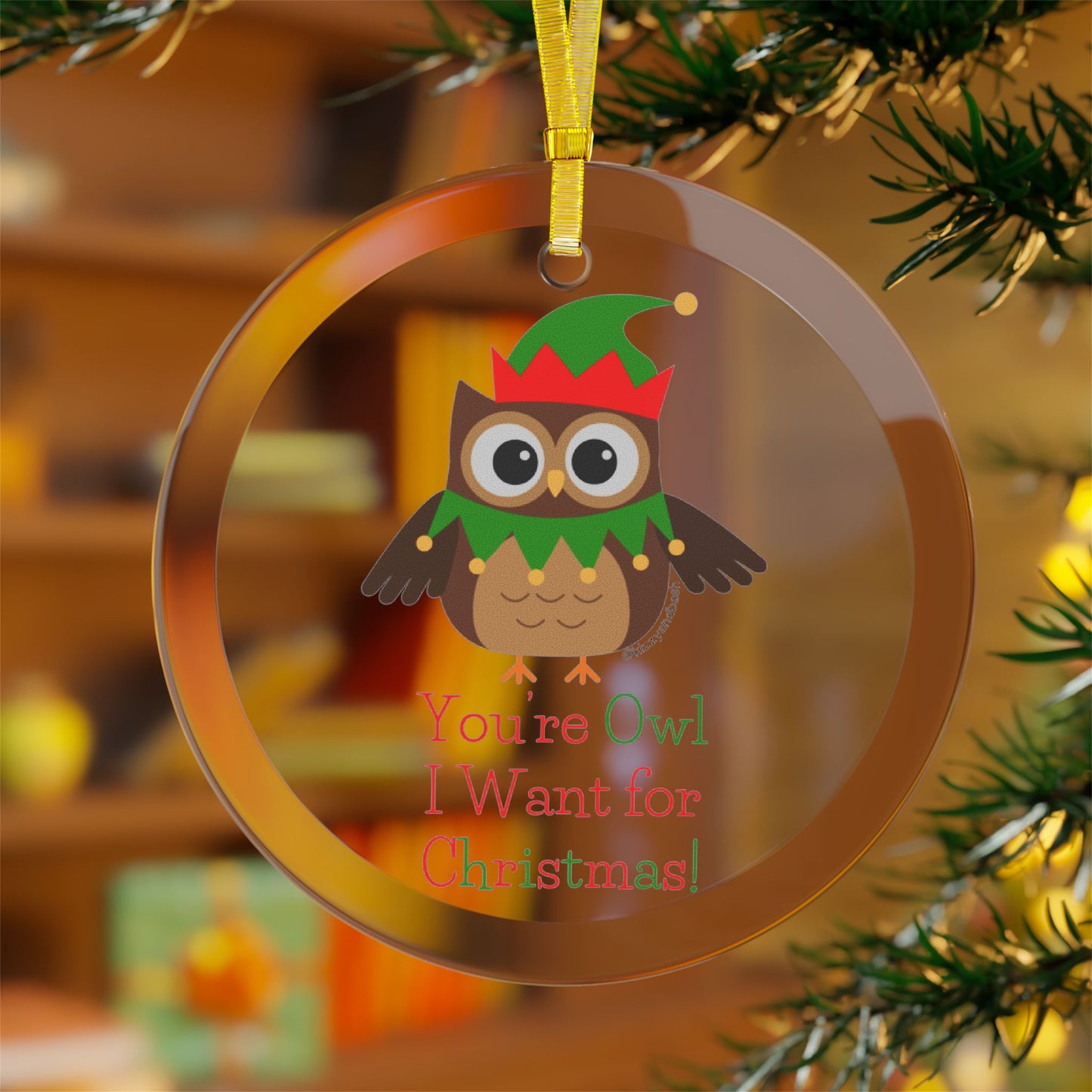 Funny Owl Christmas Ornament Unique Gift for Owl Lovers Perfect Christmas Gift for Him or Her Punny Christmas Ornament for Bird Lovers You're Owl I Want for Christmas You're All I Want for Christmas Glass Ornaments