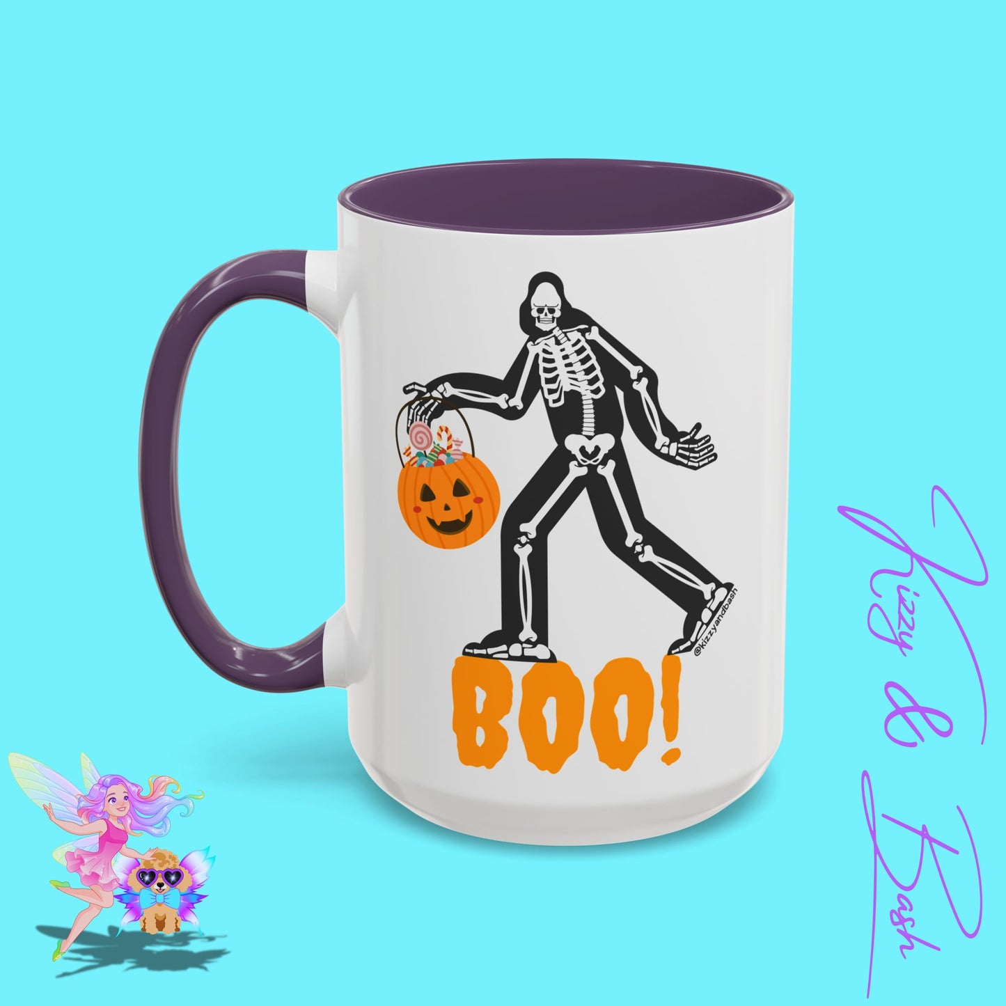 Funny Bigfoot Coffee Mug Unique Halloween Coffee Mug Sasquatch Mug for Him or Her Cute Halloween Gift for Teachers Perfect Gift for Bigfoot Hunters Funny Gift for Bigfoot Believers Sasquatch Skeleton Trick-or-Treating Accent Coffee Mug - 11, 15oz