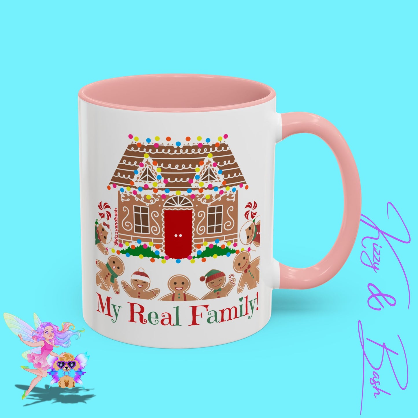 Cute Gingerbread Mug Funny Gingerbread Coffee Mug Fun Gingerbread Family Unique Christmas Gift Idea for Friends and Family Perfect Gift for Gingerbread Lovers and Gingerbread Bakers My Real Family Accent Coffee Mug - 11, 15oz