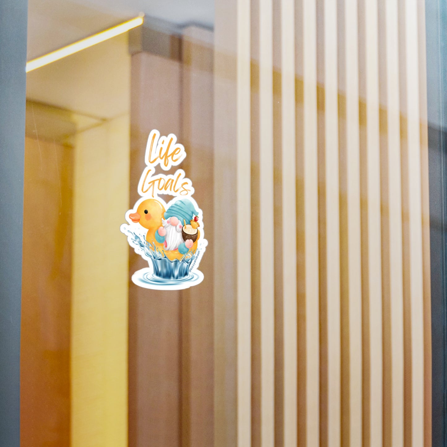 Waterproof Gnome Riding a Rubber Ducky Decal Life Goals Kiss-Cut Vinyl Decals Unique Gnome Lover Gift Perfect Rubber Ducky Sticker Deca Unique Water Life Decal Chill Vibes Only Kiss-Cut Vinyl Decals