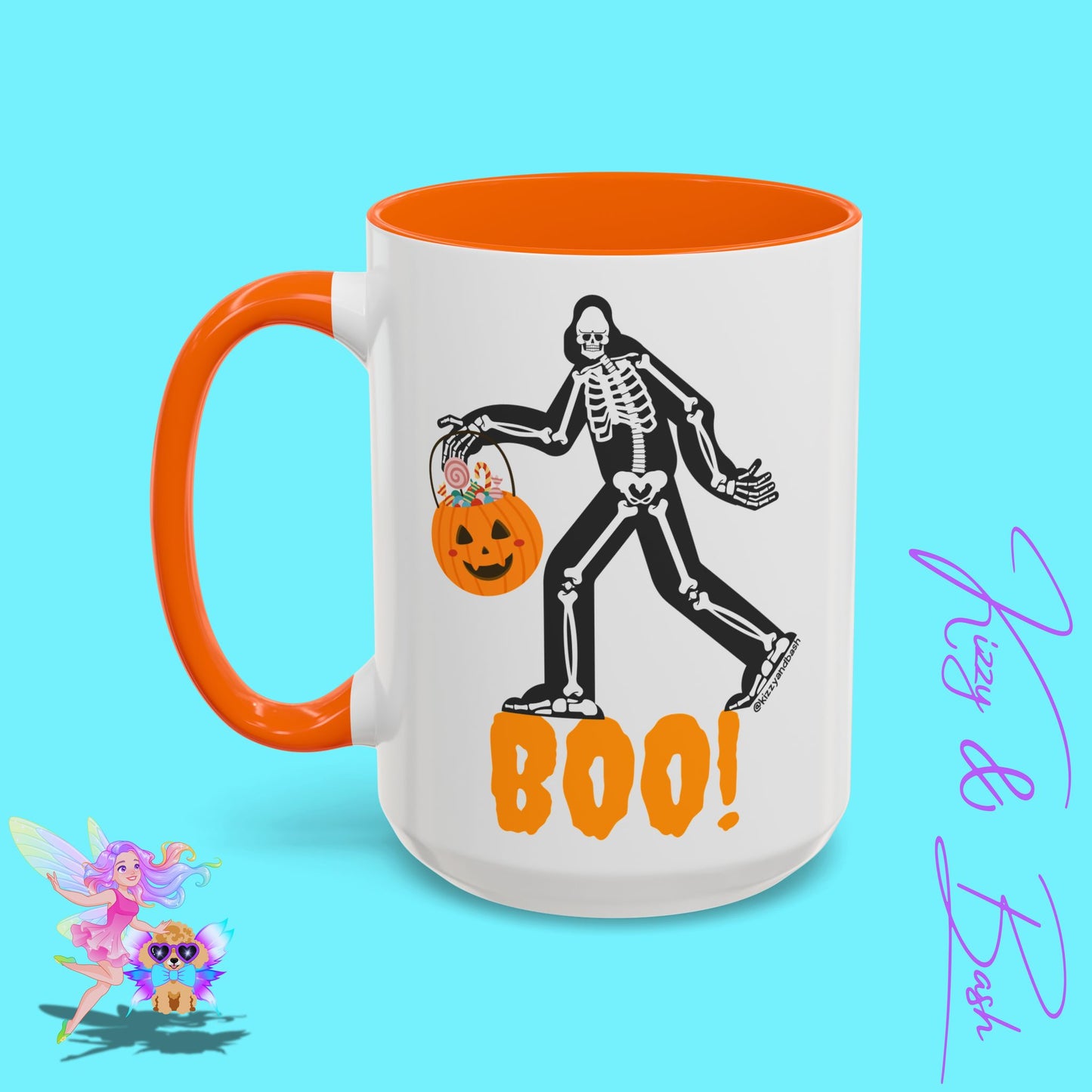 Funny Bigfoot Coffee Mug Unique Halloween Coffee Mug Sasquatch Mug for Him or Her Cute Halloween Gift for Teachers Perfect Gift for Bigfoot Hunters Funny Gift for Bigfoot Believers Sasquatch Skeleton Trick-or-Treating Accent Coffee Mug - 11, 15oz