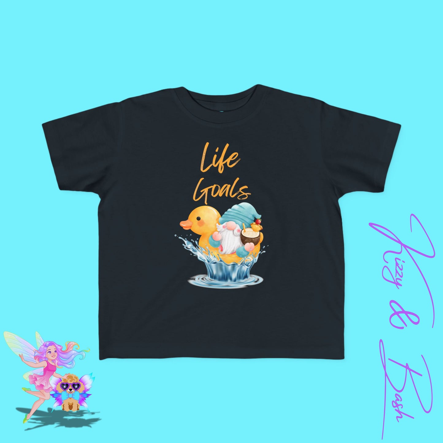 Life Goals T-Shirt for Toddlers Gnome Riding a Rubber Ducky Unique Vacation Shirt for Him or Her Gnome Lover Gift Idea for Rubber Ducky Fans Gnomecore Summer Shirt for Toddler's Fine Jersey Tee