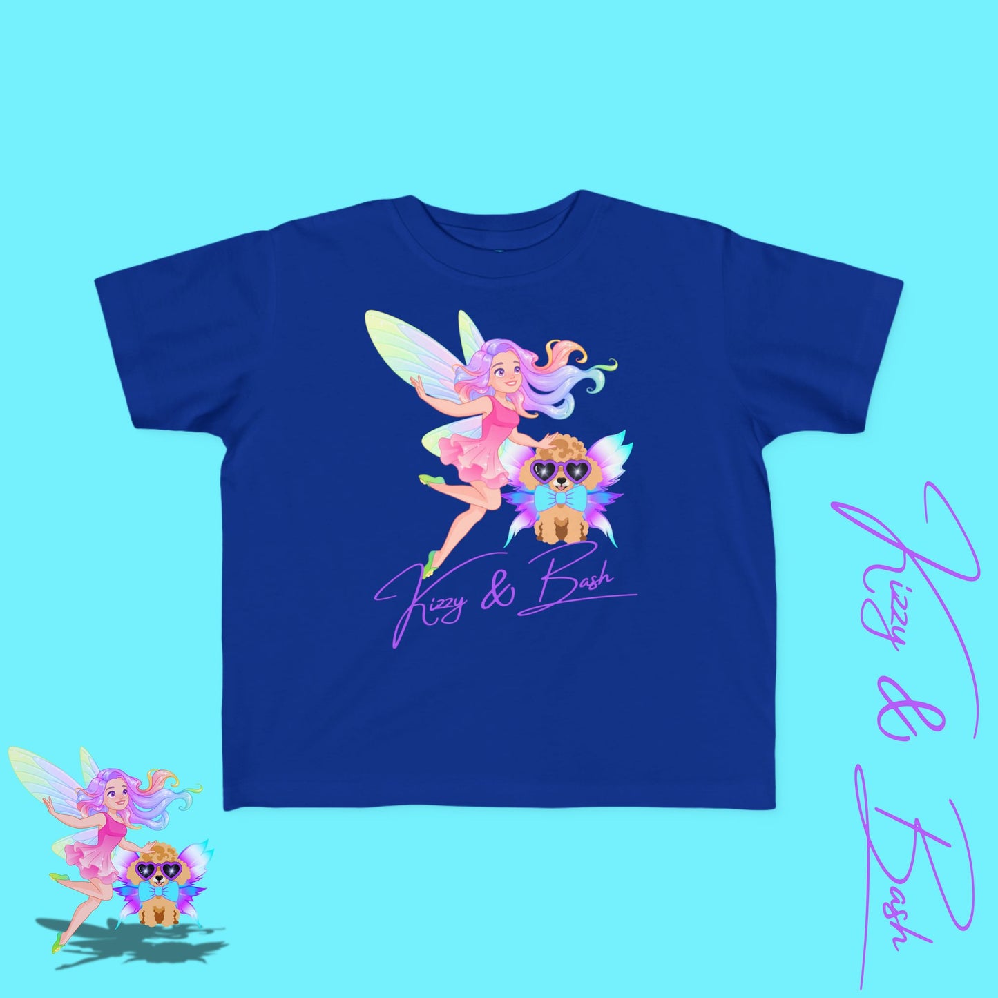 Kizzy & Bash Logo T-Shirt for Toddlers Whimsical Fairy and Toy Poodle Fairy Puppy Tee Fairycore Graphic Tee for Toddlers Dog Lovers Gift Shirt for Toddler's Fine Jersey Tee