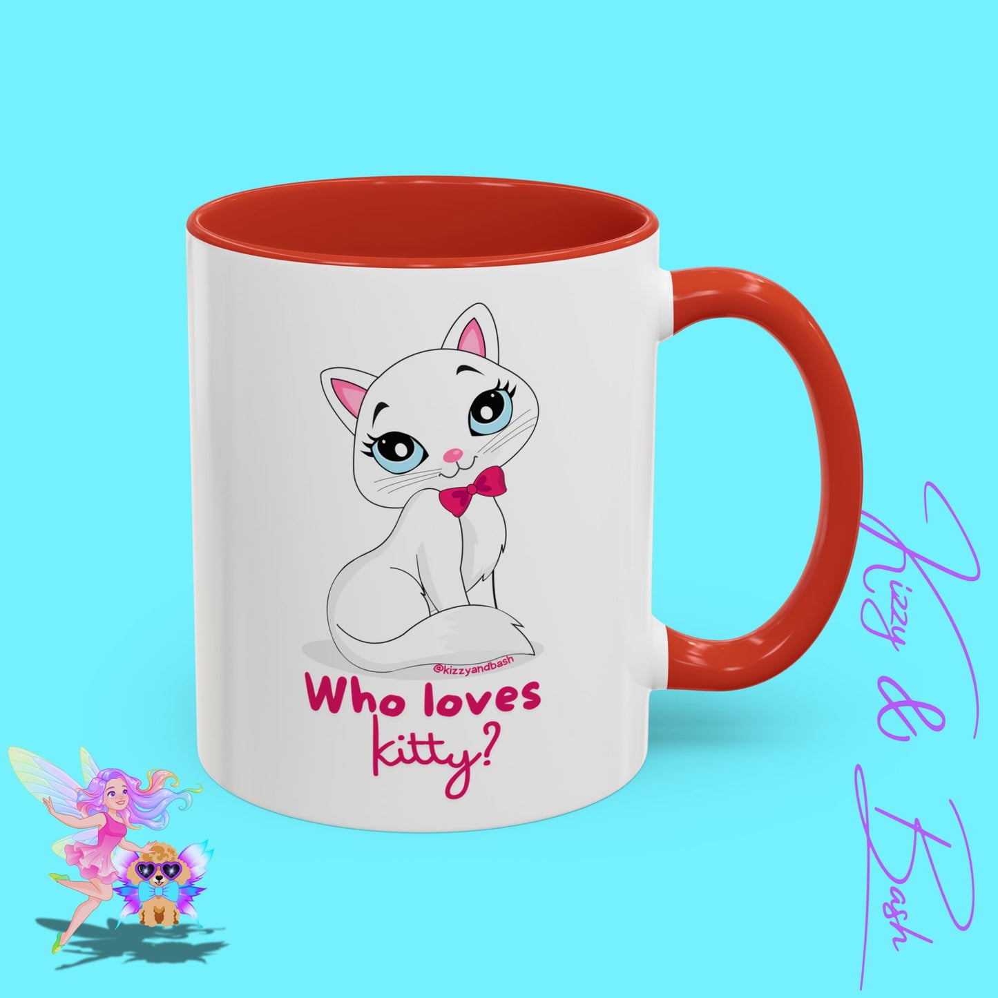 Flirty Kitty Cat Coffee Mug for Her Unique Cat Lover Gift Funny Animal Mug for Her White Cat Coffee Mug Perfect Gift for Cat Mom Who Loves Kitty Accent Coffee Mug - 11, 15oz