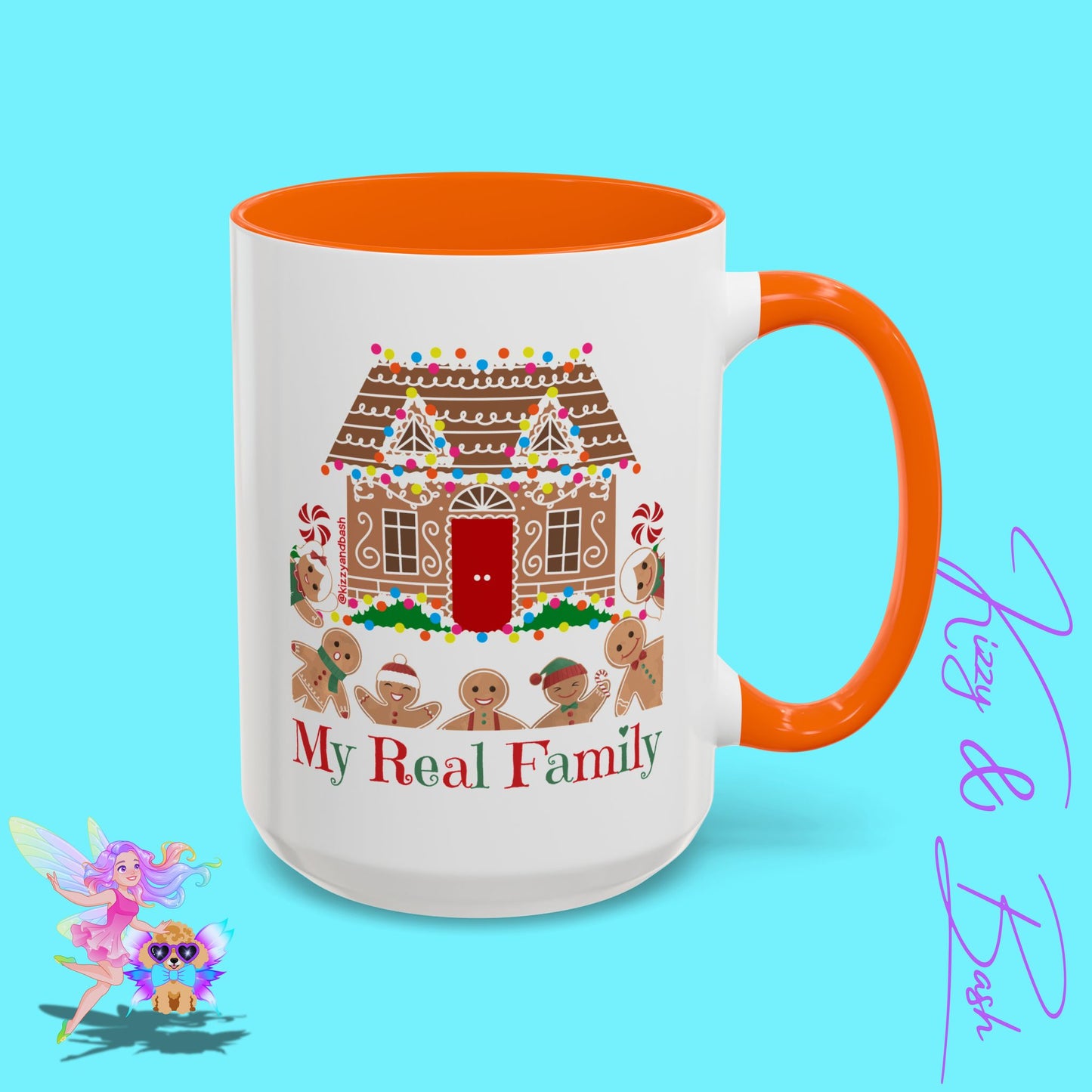 Cute Gingerbread Mug Funny Gingerbread Coffee Mug Fun Gingerbread Family Unique Christmas Gift Idea for Friends and Family Perfect Gift for Gingerbread Lovers and Gingerbread Bakers My Real Family Accent Coffee Mug - 11, 15oz
