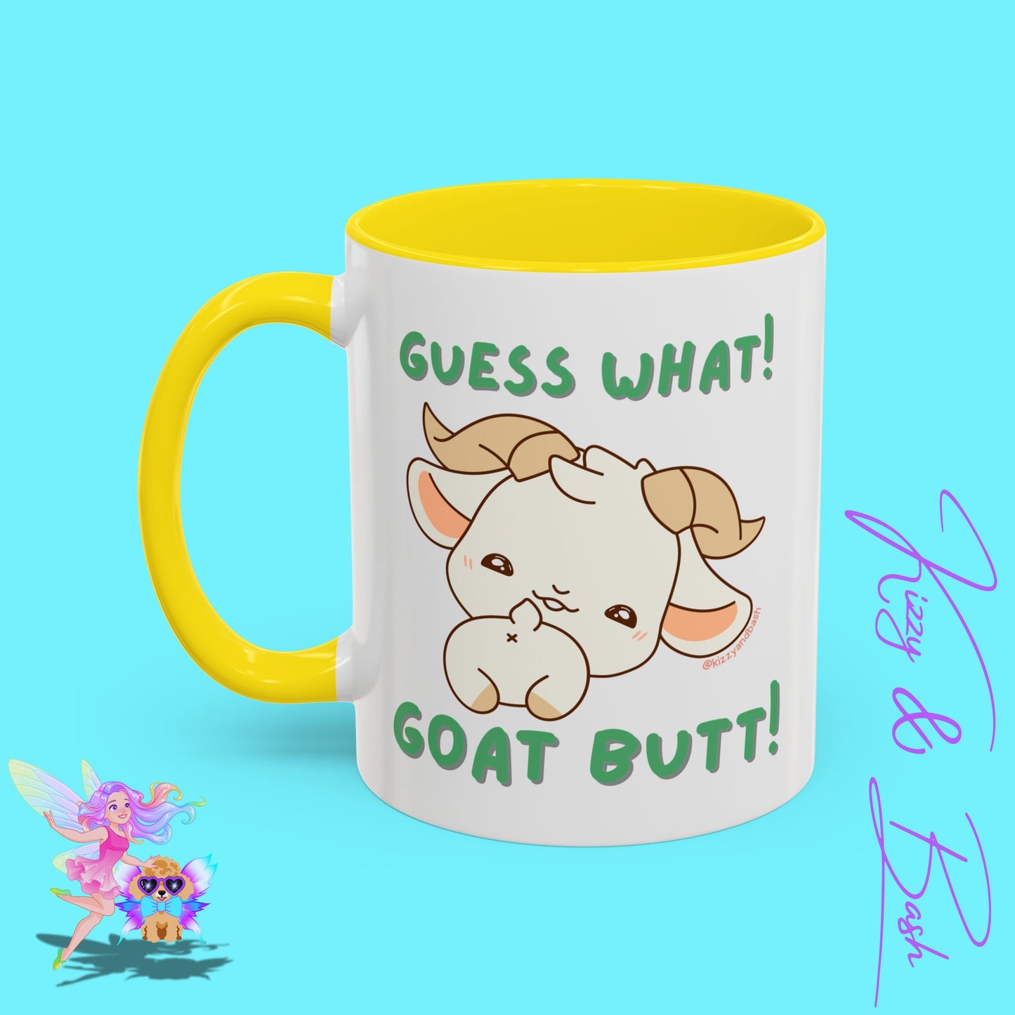 Funny Goat Mug Perfect Gift for Goat Lovers Hilarious Goat Butt Coffee Mug Punny Animal Mug for Friends and Family Cute Farm Animal Mug Funny Farm Animal Coffee Mug Guess What Goat Butt Chicken Butt Joke Pun Accent Coffee Mug - 11, 15oz