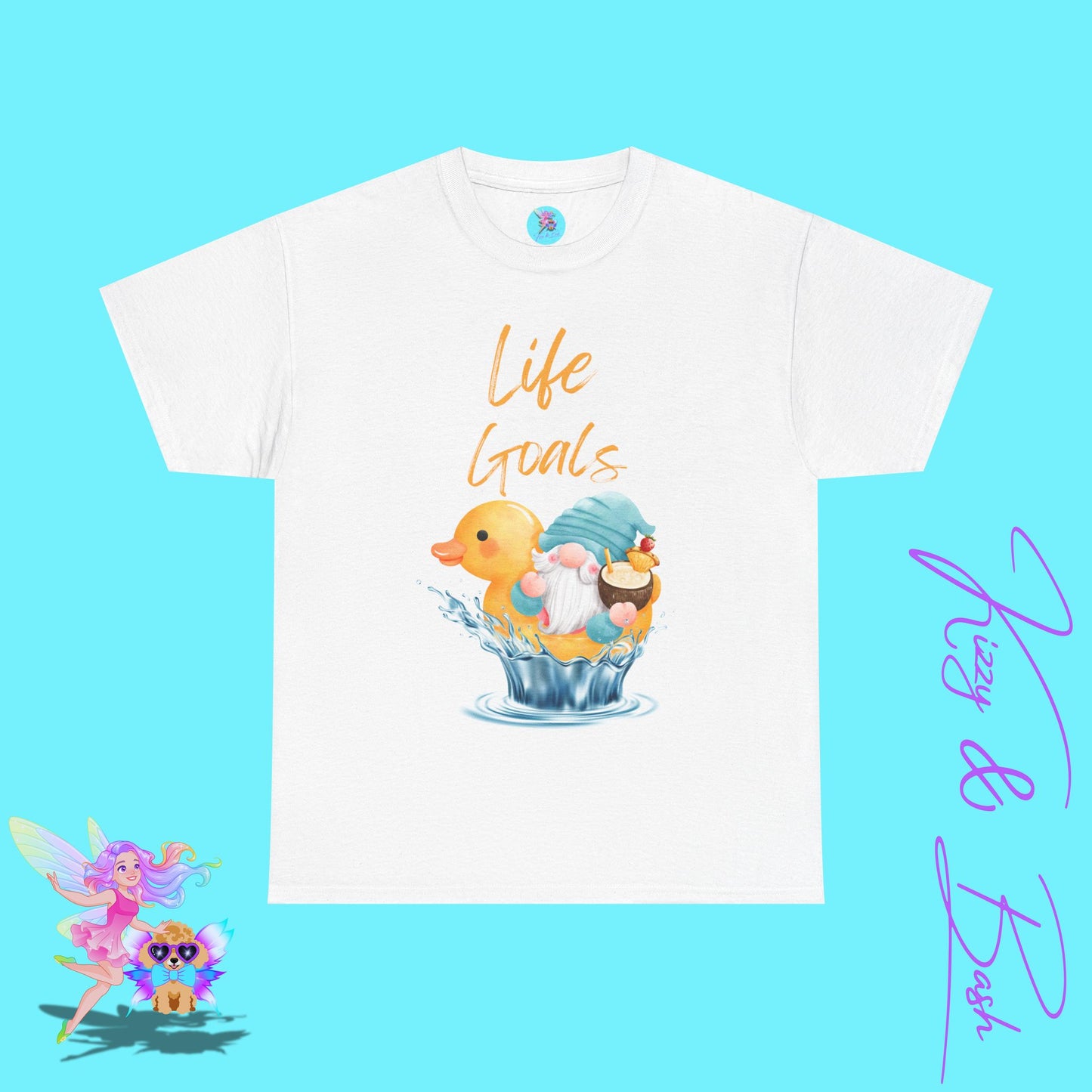 Life Goals Shirt for Adults Gnome Riding a Rubber Ducky T-Shirt Perfect Vacation Tee for Him or Her Gift for Gnome Lovers Gift Cute Gnomecore Shirt Funny Gift for Rubber Ducky Fans Unisex Heavy Cotton Tee