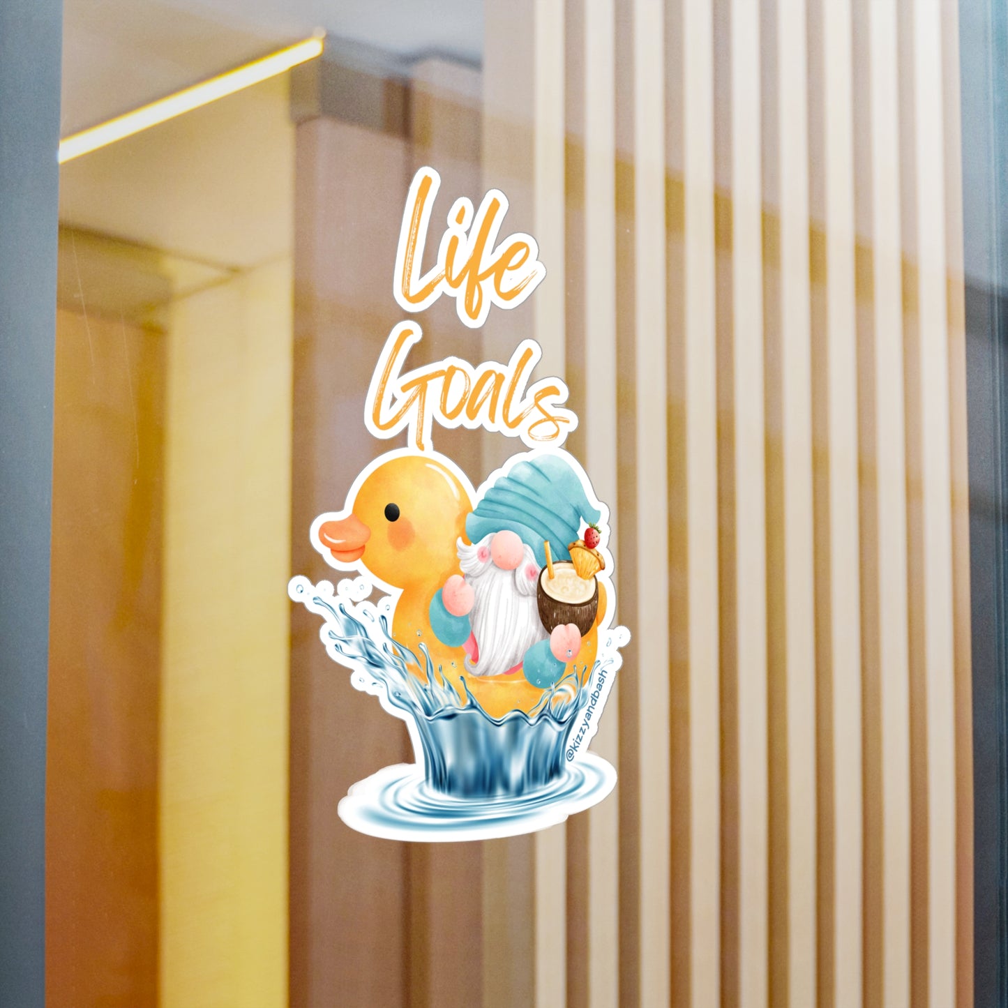 Waterproof Gnome Riding a Rubber Ducky Decal Life Goals Kiss-Cut Vinyl Decals Unique Gnome Lover Gift Perfect Rubber Ducky Sticker Deca Unique Water Life Decal Chill Vibes Only Kiss-Cut Vinyl Decals