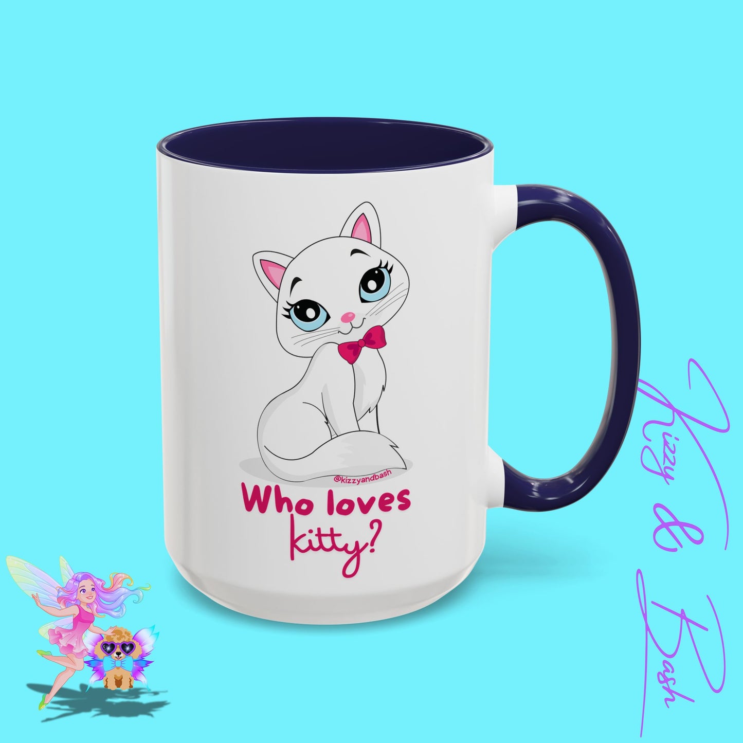 Flirty Kitty Cat Coffee Mug for Her Unique Cat Lover Gift Funny Animal Mug for Her White Cat Coffee Mug Perfect Gift for Cat Mom Who Loves Kitty Accent Coffee Mug - 11, 15oz