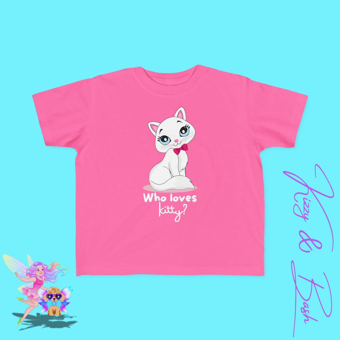 Who Loves Kitty? Cute Cat T-Shirt for Toddlers Kawaii Kitty Shirt Funny Gift for Cat Lovers Whimsical Animal Graphic Tee Sassy Cat Shirt Playful Kitty T-Shirt for Toddler's Fine Jersey Tee