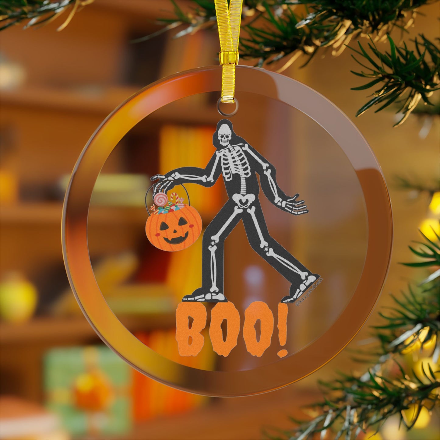 Funny Bigfoot Christmas Ornament Bigfoot Skeleton Trick-or-Treating Unique Christmas Gift for Cryptid Lovers Perfect Gift for Bigfoot Believers Cryptidcore Glass Ornaments