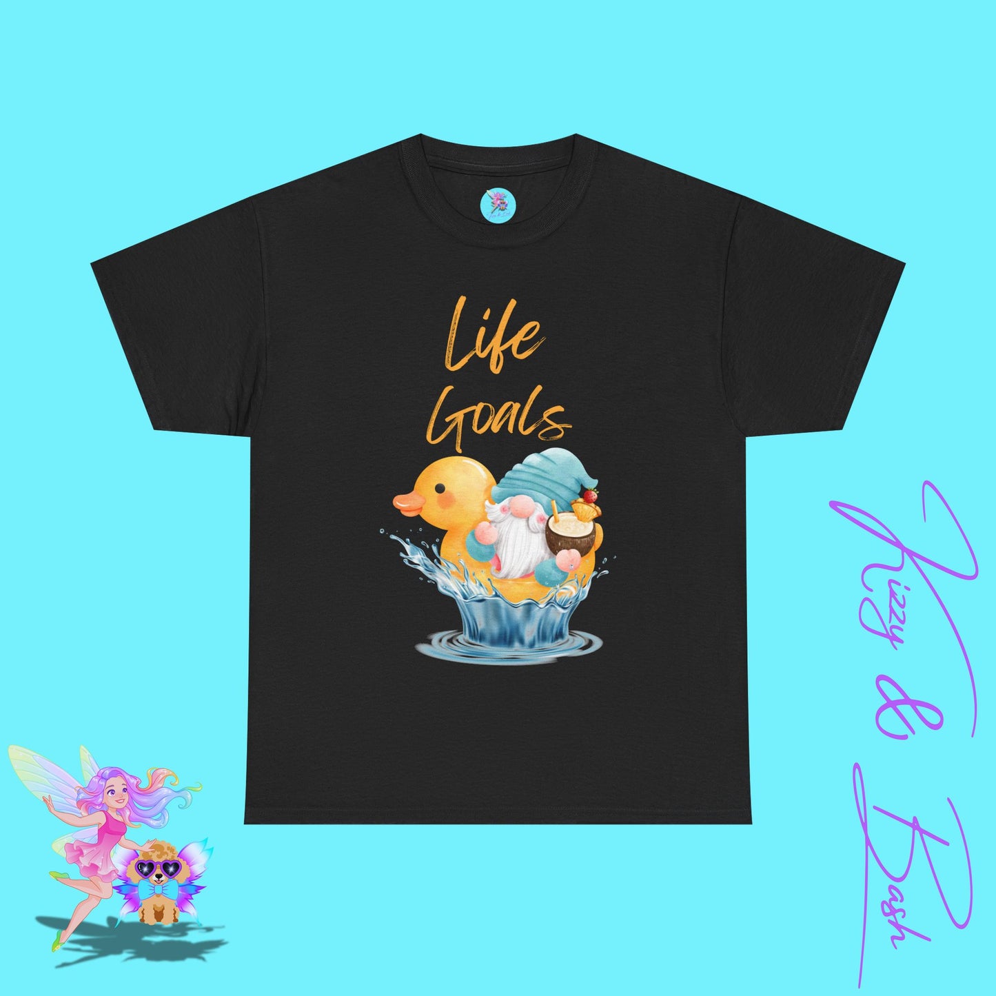 Life Goals Shirt for Adults Gnome Riding a Rubber Ducky T-Shirt Perfect Vacation Tee for Him or Her Gift for Gnome Lovers Gift Cute Gnomecore Shirt Funny Gift for Rubber Ducky Fans Unisex Heavy Cotton Tee