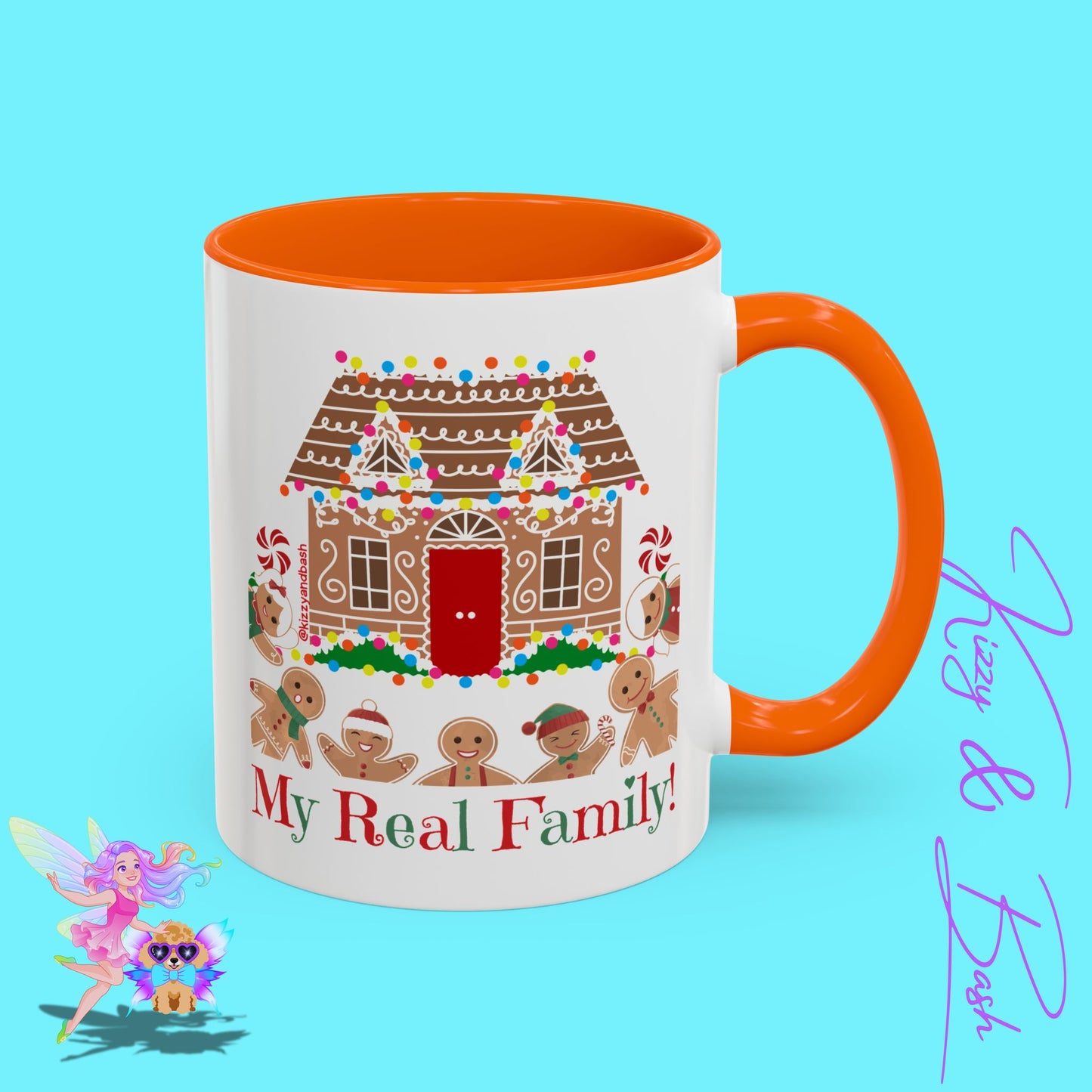 Cute Gingerbread Mug Funny Gingerbread Coffee Mug Fun Gingerbread Family Unique Christmas Gift Idea for Friends and Family Perfect Gift for Gingerbread Lovers and Gingerbread Bakers My Real Family Accent Coffee Mug - 11, 15oz