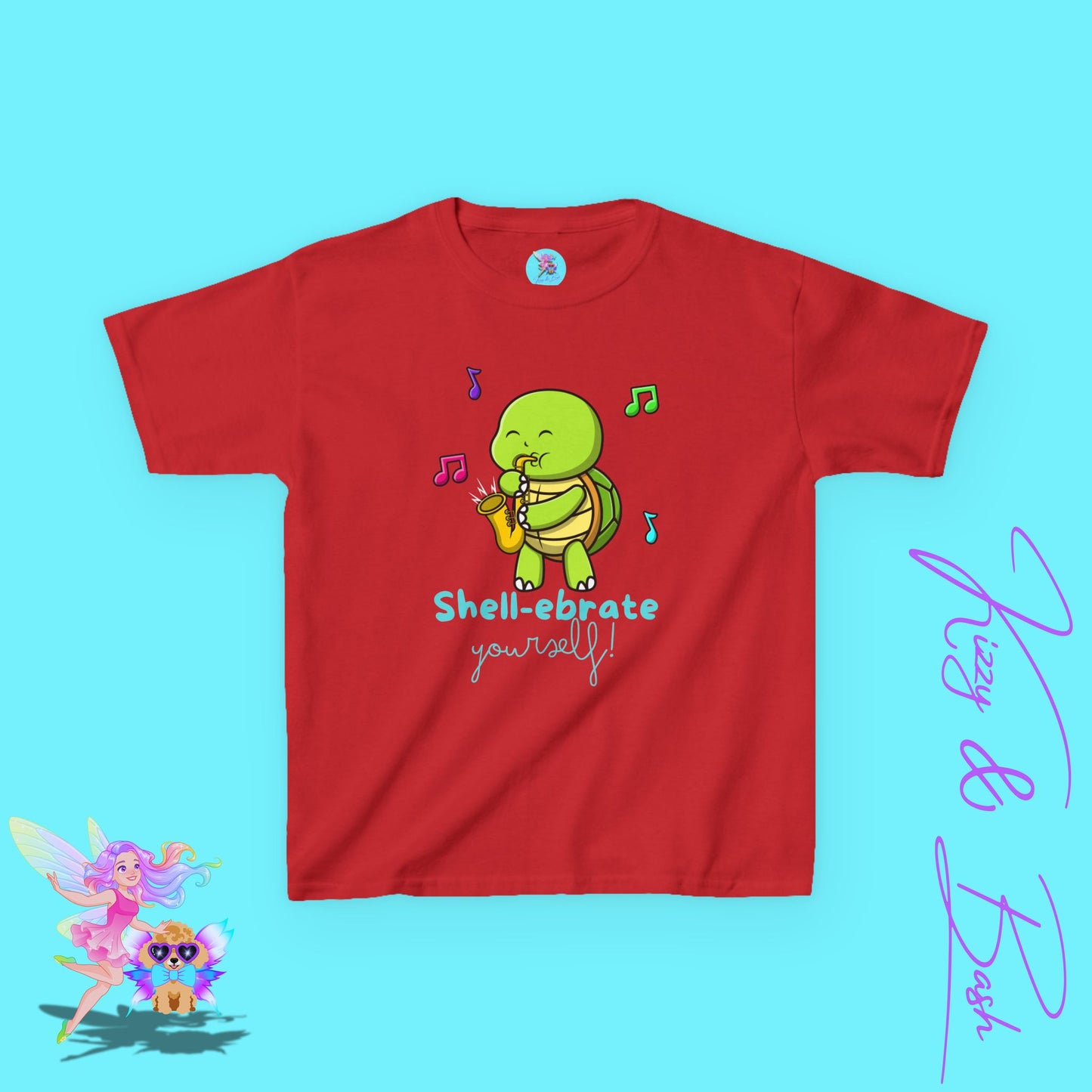 Saxophone-Playing Turtle Shirt for Kids Band Camp T-Shirt Gift for Music Lovers Funny Band Shirt Gift Band Student Gift for Turtles Lovers Motivational Shirt Self-Love Gift Idea for Kids Heavy Cotton™ Tee
