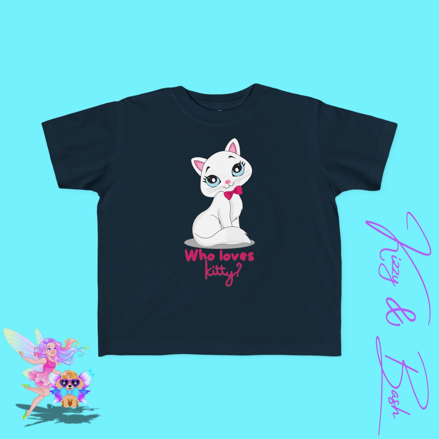 Who Loves Kitty? Cute Cat T-Shirt for Toddlers Kawaii Kitty Shirt Funny Gift for Cat Lovers Whimsical Animal Graphic Tee Sassy Cat Shirt Playful Kitty T-Shirt for Toddler's Fine Jersey Tee