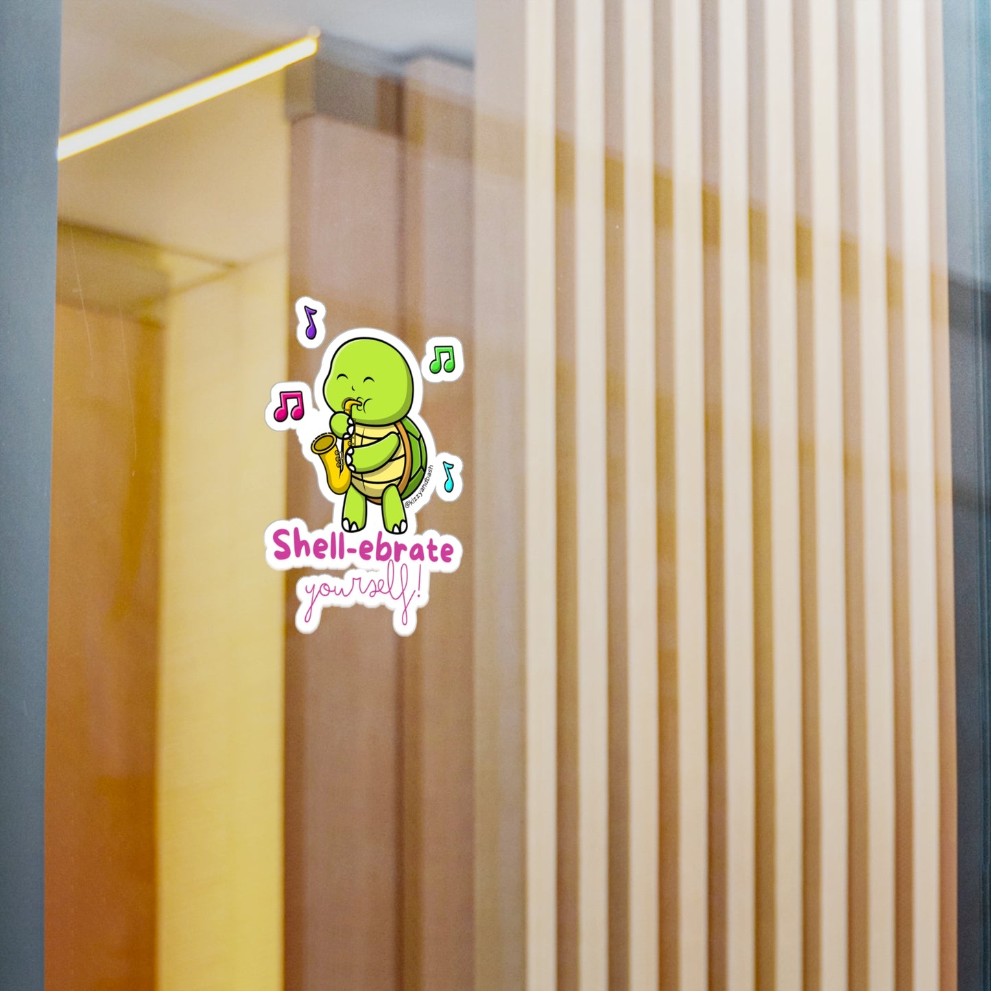 Waterproof Turtle Decal Saxophone Playing Turtle Lover Gift Idea Funny Music Teacher Decal Cute Band Camp Decal Guidance Counselor Appreciation Gift Shell-ebrate Yourself Pun Kiss-Cut Vinyl Decals