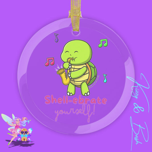 Saxophone Playing Turtle Glass Ornament Turtle Christmas Ornament Shell-ebrate Yourself Band Camp Gift Idea Music Camp Gift for Music Teachers Perfect Christmas Gift for Turtle Lovers