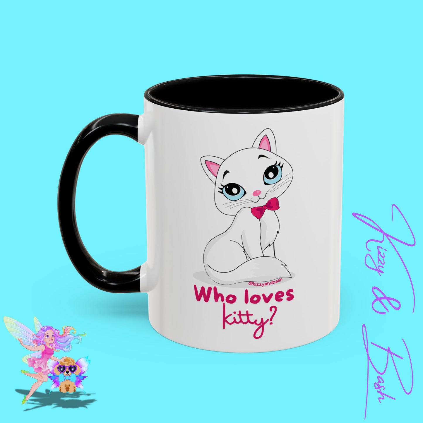 Flirty Kitty Cat Coffee Mug for Her Unique Cat Lover Gift Funny Animal Mug for Her White Cat Coffee Mug Perfect Gift for Cat Mom Who Loves Kitty Accent Coffee Mug - 11, 15oz