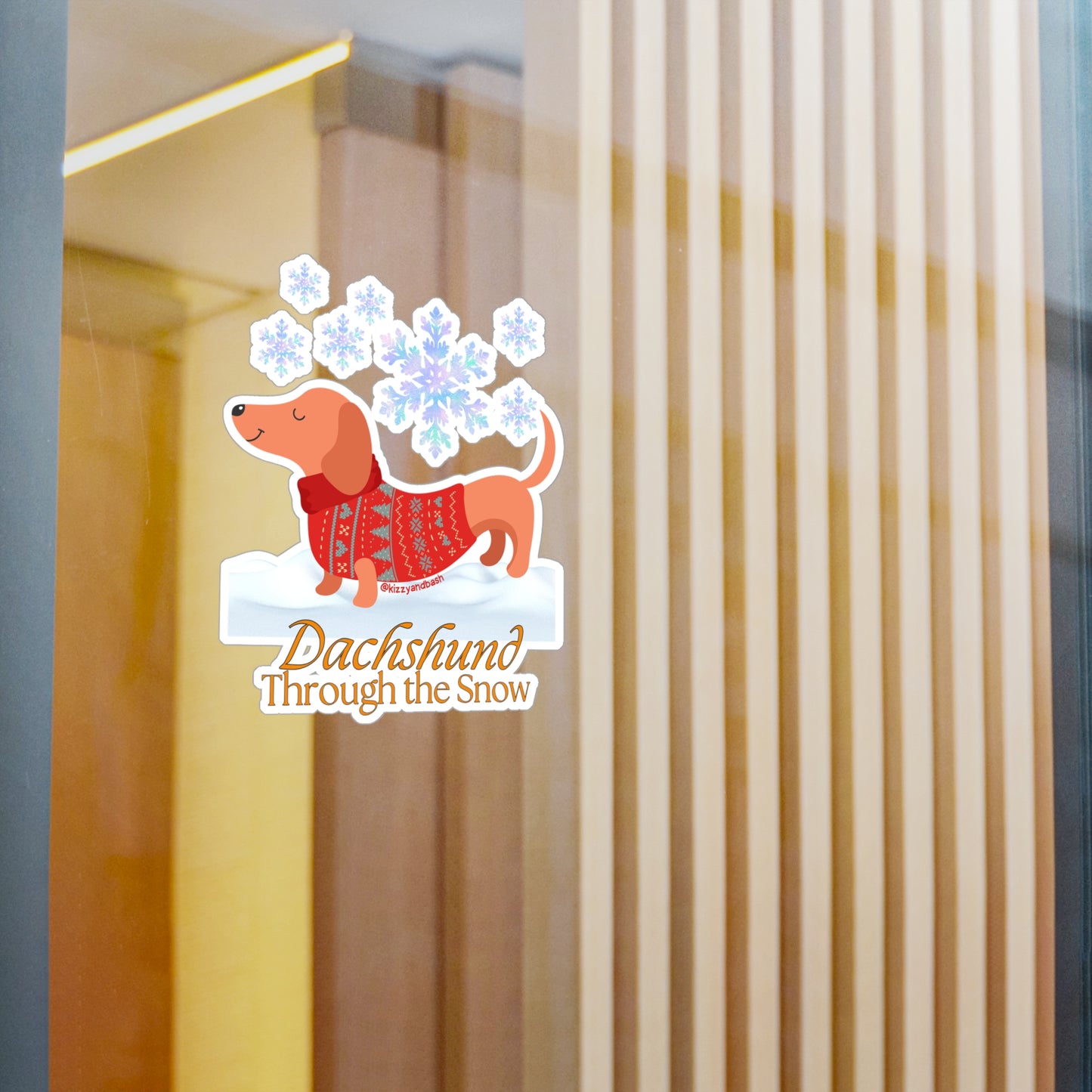 Waterproof Christmas Wiener Dog Decal Unique Christmas Gift for Dog Lovers Funny Dachshund Sticker Decal Cute Christmas Decal Dachshund Through the Snow - Holiday Dog - Kiss-Cut Vinyl Decals