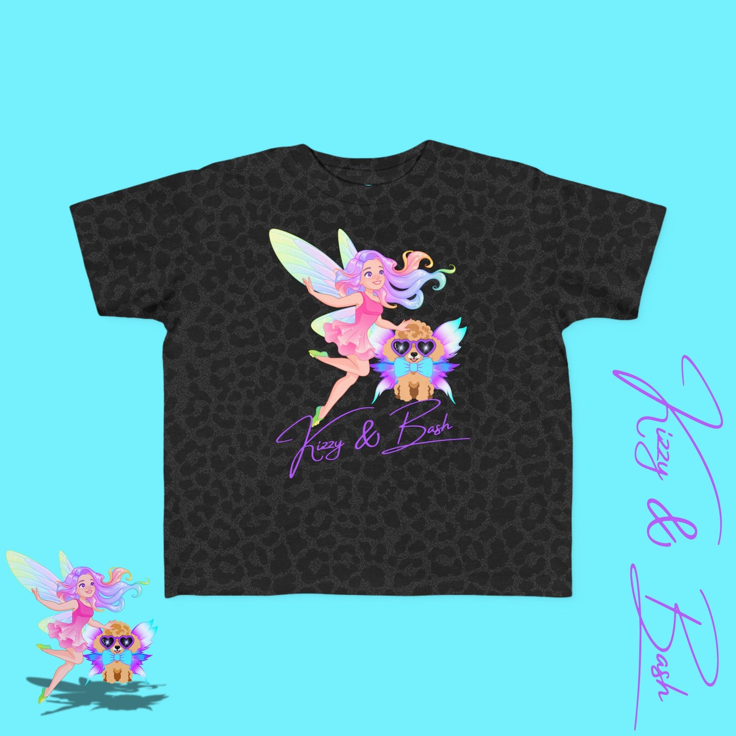 Kizzy & Bash Logo T-Shirt for Toddlers Whimsical Fairy and Toy Poodle Fairy Puppy Tee Fairycore Graphic Tee for Toddlers Dog Lovers Gift Shirt for Toddler's Fine Jersey Tee