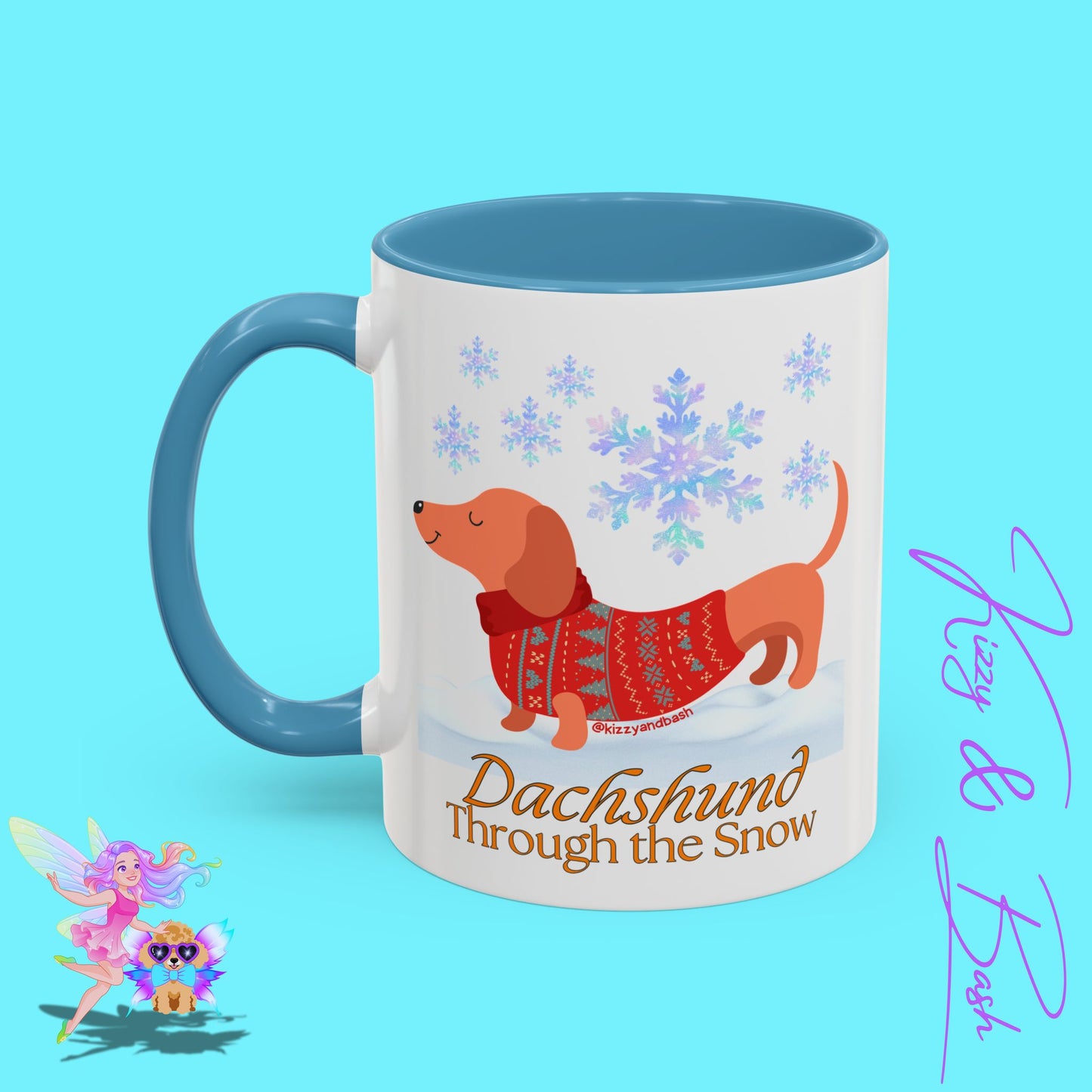 Unique Christmas Wiener Dog Coffee Mug Funny Dachshund Mug Cute Dog Lover Mug Perfect Gift for Dog Lovers Unique Christmas Mug Perfect Christmas Gift for Veterinarian Dachshund Through the Snow Holiday Dog Accent Coffee Mug - 11, 15oz