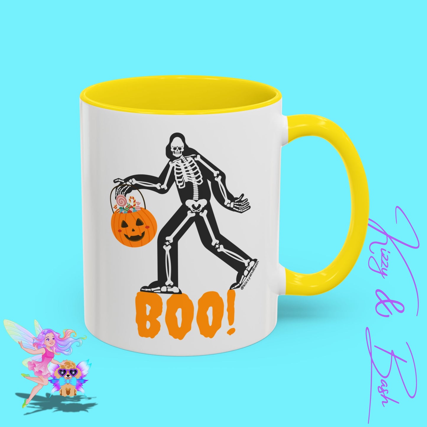 Funny Bigfoot Coffee Mug Unique Halloween Coffee Mug Sasquatch Mug for Him or Her Cute Halloween Gift for Teachers Perfect Gift for Bigfoot Hunters Funny Gift for Bigfoot Believers Sasquatch Skeleton Trick-or-Treating Accent Coffee Mug - 11, 15oz