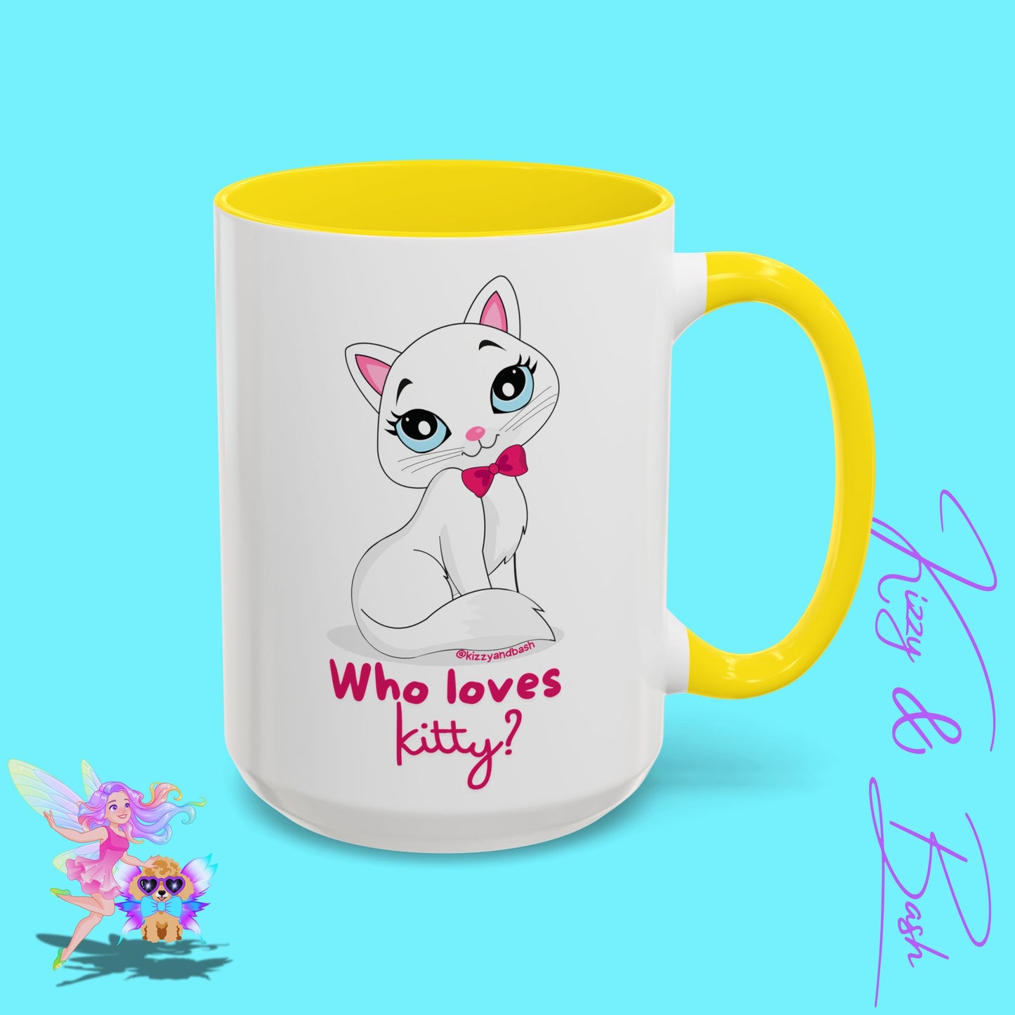 Flirty Kitty Cat Coffee Mug for Her Unique Cat Lover Gift Funny Animal Mug for Her White Cat Coffee Mug Perfect Gift for Cat Mom Who Loves Kitty Accent Coffee Mug - 11, 15oz