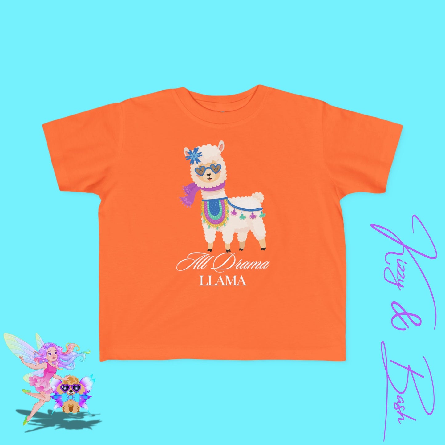 All Drama Llama T-Shirt for Toddlers Funny Animal Shirt for Her Fun Gift for Llama Lovers Kawaii Llama Shirt Funny Farm Animal Tee Cute and Sassy Animal Graphic Tee for Toddler's Fine Jersey Tee