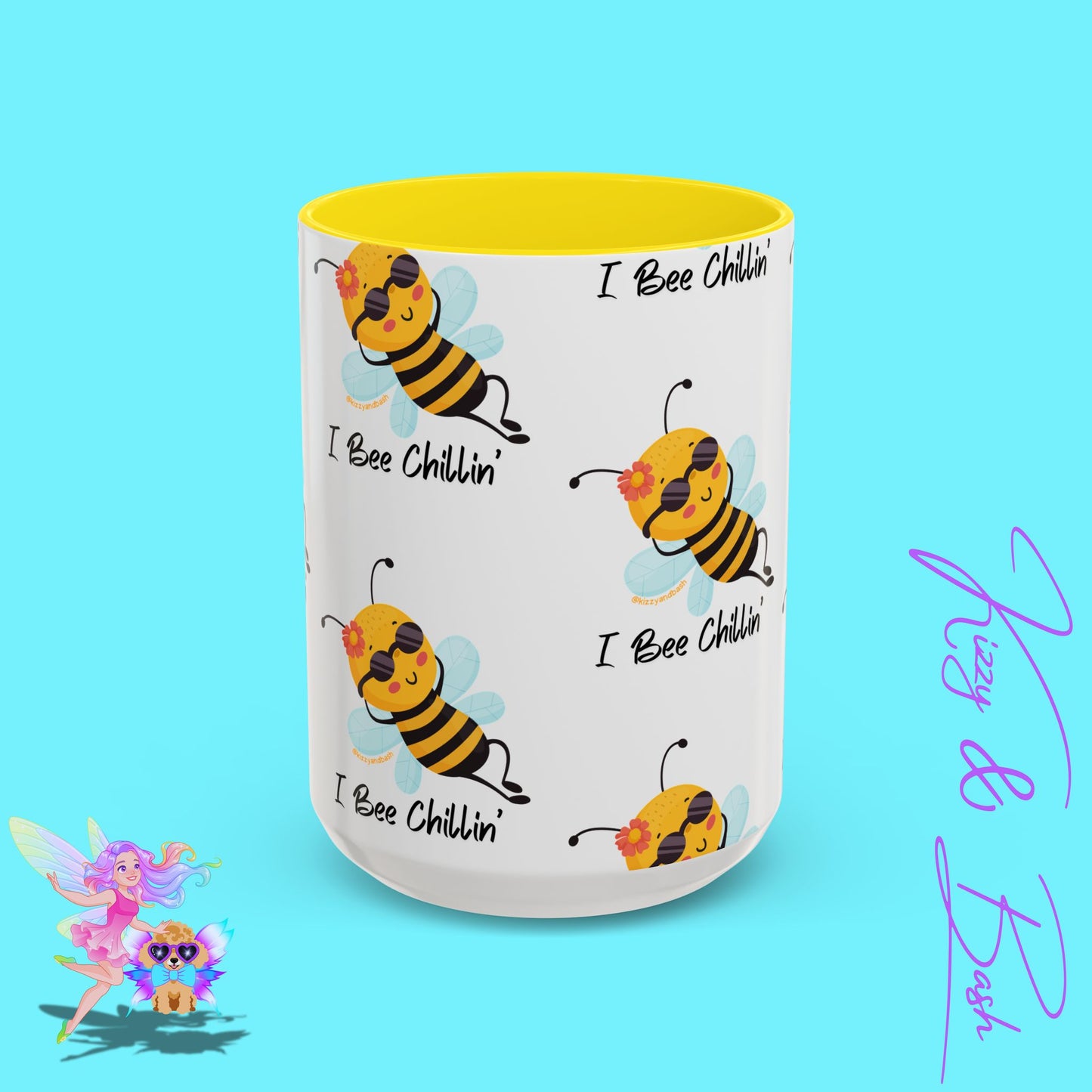 Cute Honey Bee Coffee Mug Funny Bee Mug Nature Lover Gift Idea Unique Gift for Bee Lovers Perfect Gift for Beekeepers Cute Teacher Appreciation Gift I Bee Chillin' Accent Coffee Mug - 11, 15oz