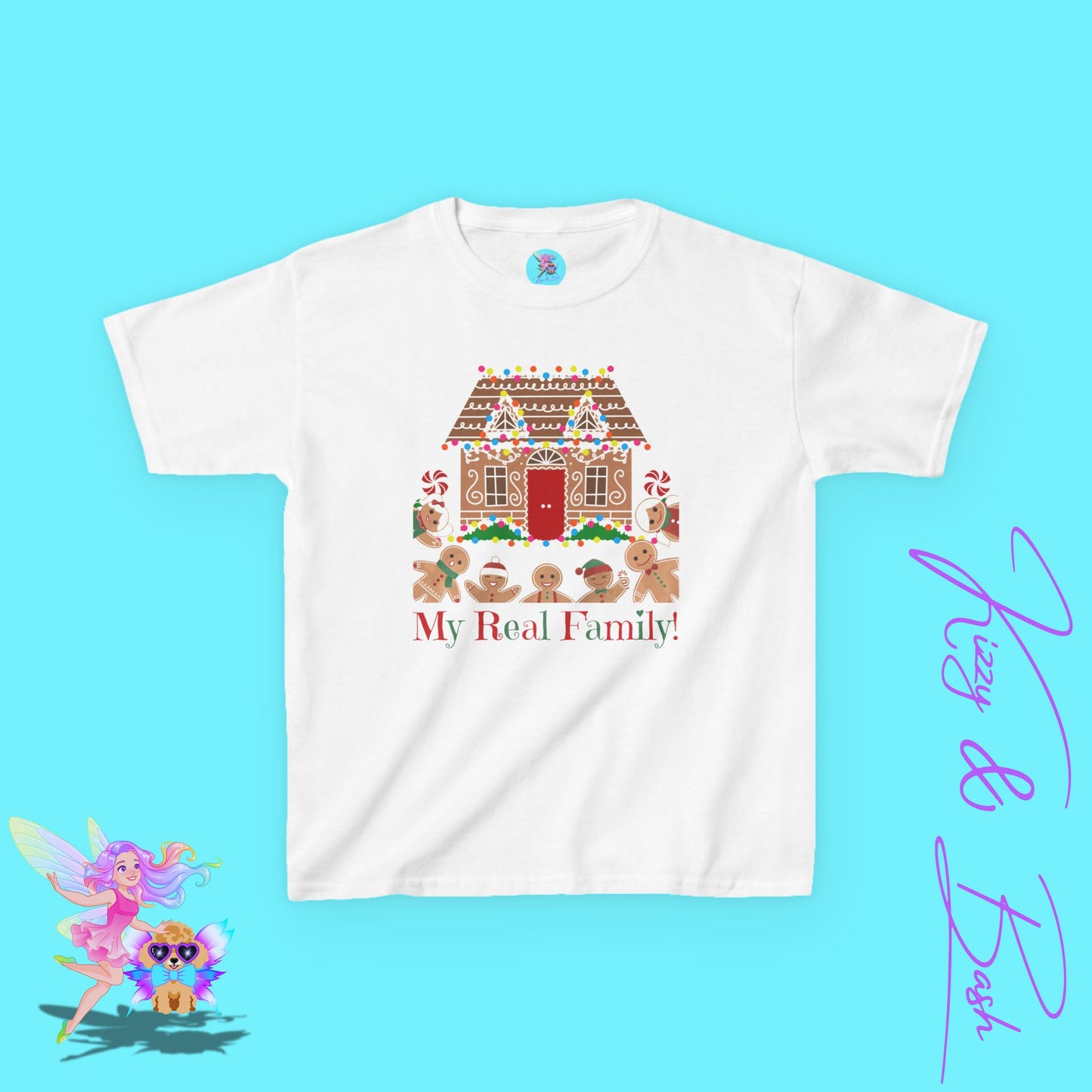 Gingerbread Family Christmas Shirt for Kids My Real Family Holiday T-Shirt Funny Christmas Shirt Gift for Gingerbread Lovers Christmas Cookies Shirt for Kids Heavy Cotton™ Tee