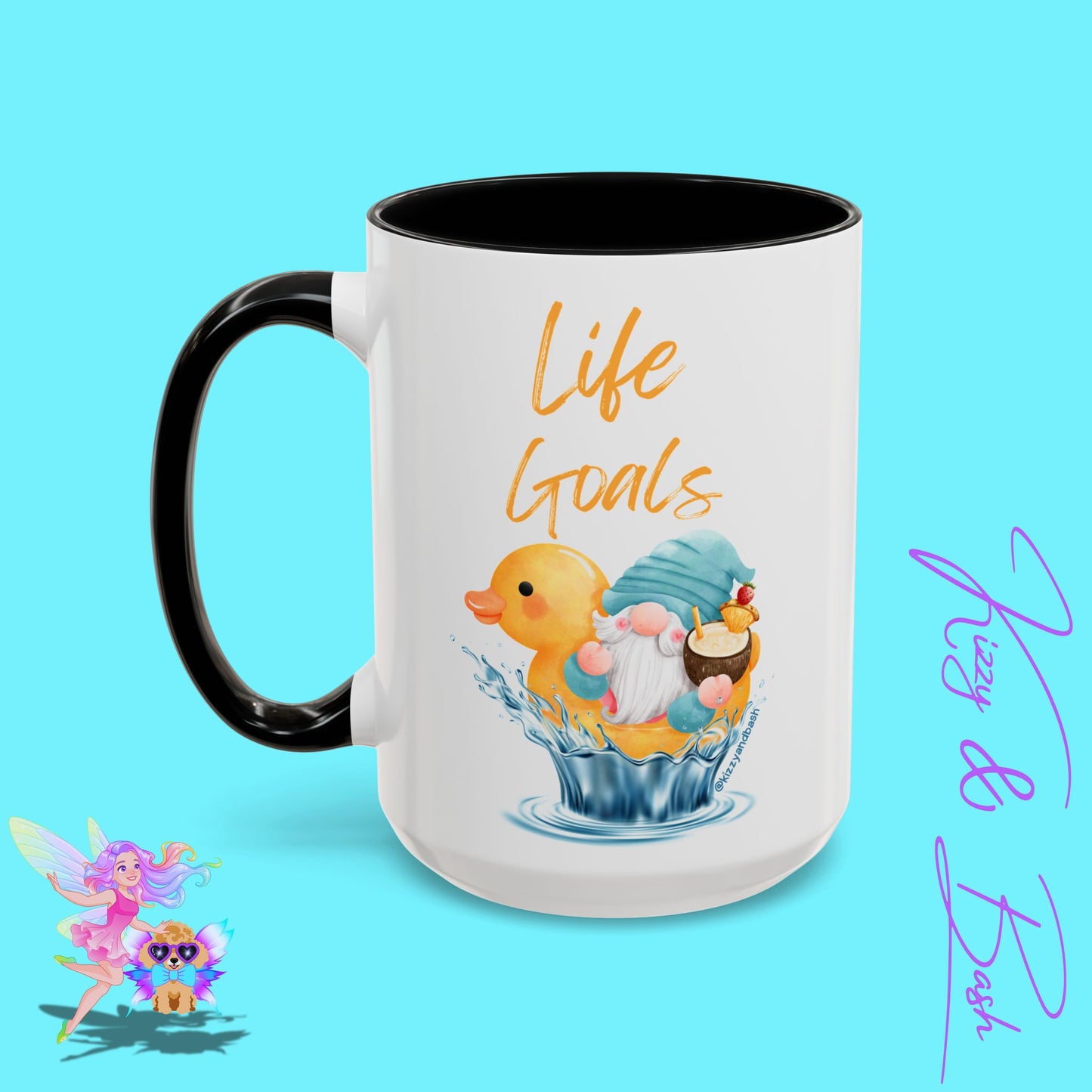 Funny Gnome Mug Funny Rubber Ducky Mug Water Life Mug for Him or Her Unique Gift for Gnome Lovers Funny Gift for Duck Lovers Rubber Ducky Gift Idea Life Goals Accent Coffee Mug - 11, 15oz