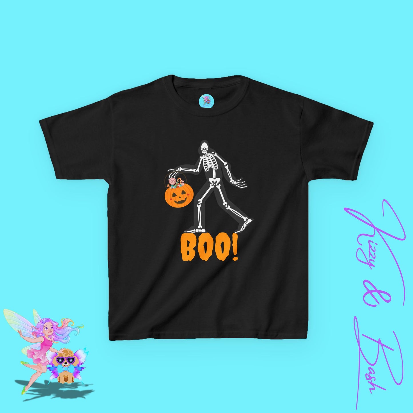 Funny Bigfoot Skeleton Halloween Shirt for Kids Halloween Shirt Gift for Cryptid Lovers Gift for Bigfoot Believers Funny Halloween Shirt for Him or Her Kids Heavy Cotton™ Tee