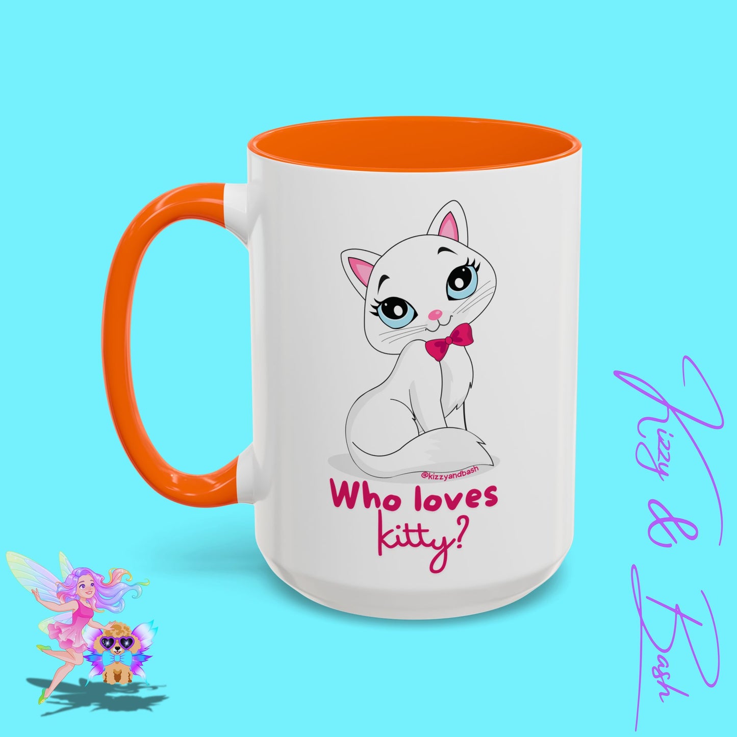Flirty Kitty Cat Coffee Mug for Her Unique Cat Lover Gift Funny Animal Mug for Her White Cat Coffee Mug Perfect Gift for Cat Mom Who Loves Kitty Accent Coffee Mug - 11, 15oz
