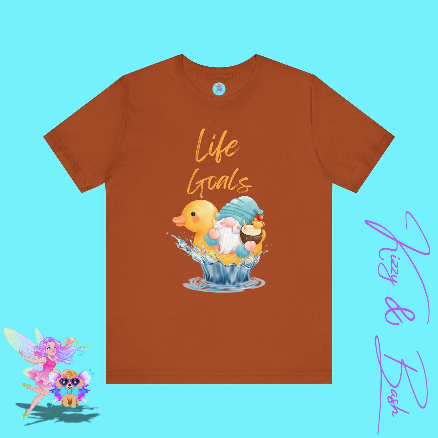 Life Goals Gnome Shirt Funny Summer Tee Gnome and Rubber Ducky with Cocktail Funny Vacation Gnome Shirt Cute Beach Tee Rubber Ducky Lover Gift Adult Unisex Jersey Short Sleeve Tee