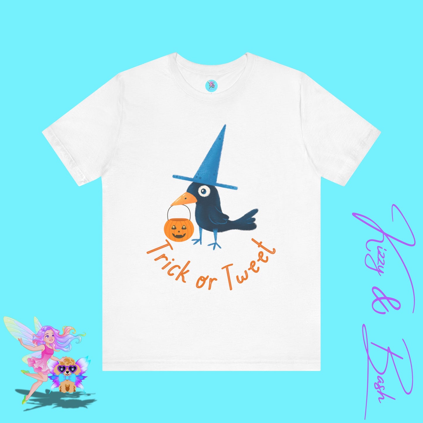 Funny Trick-or-Tweet Halloween Shirt for Adults Cute Black Bird with Jack-o’-Lantern Funny Halloween Pun T-Shirt Raven Lover Gift Adult Unisex Jersey Short Sleeve Tee Halloween Gift for Him or Her