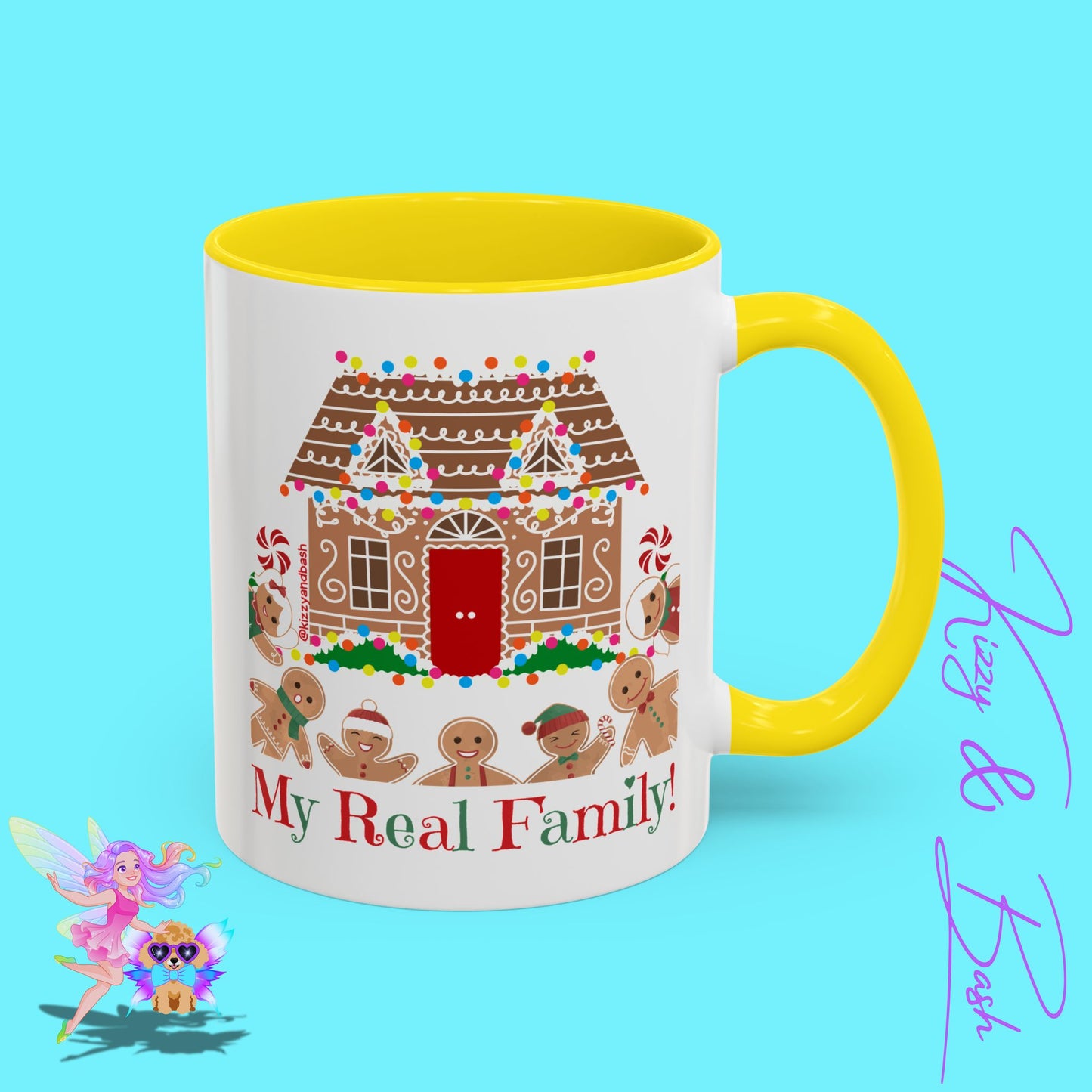 Cute Gingerbread Mug Funny Gingerbread Coffee Mug Fun Gingerbread Family Unique Christmas Gift Idea for Friends and Family Perfect Gift for Gingerbread Lovers and Gingerbread Bakers My Real Family Accent Coffee Mug - 11, 15oz