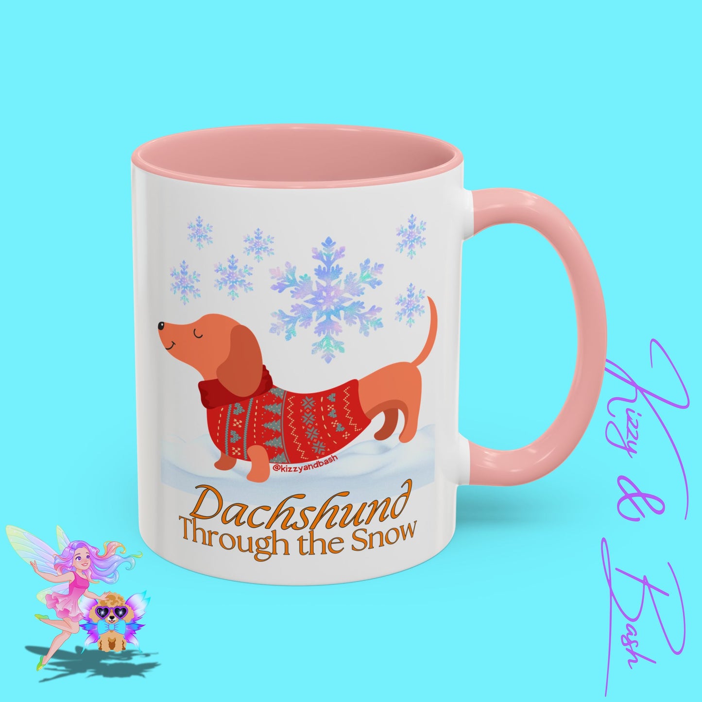 Unique Christmas Wiener Dog Coffee Mug Funny Dachshund Mug Cute Dog Lover Mug Perfect Gift for Dog Lovers Unique Christmas Mug Perfect Christmas Gift for Veterinarian Dachshund Through the Snow Holiday Dog Accent Coffee Mug - 11, 15oz