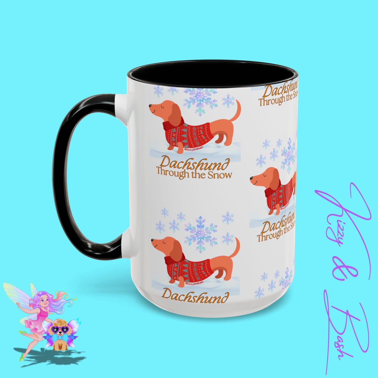 Unique Christmas Wiener Dog Coffee Mug Funny Dachshund Mug Cute Dog Lover Mug Perfect Gift for Dog Lovers Unique Christmas Mug Perfect Christmas Gift for Veterinarian Dachshund Through the Snow Holiday Dog Accent Coffee Mug - 11, 15oz