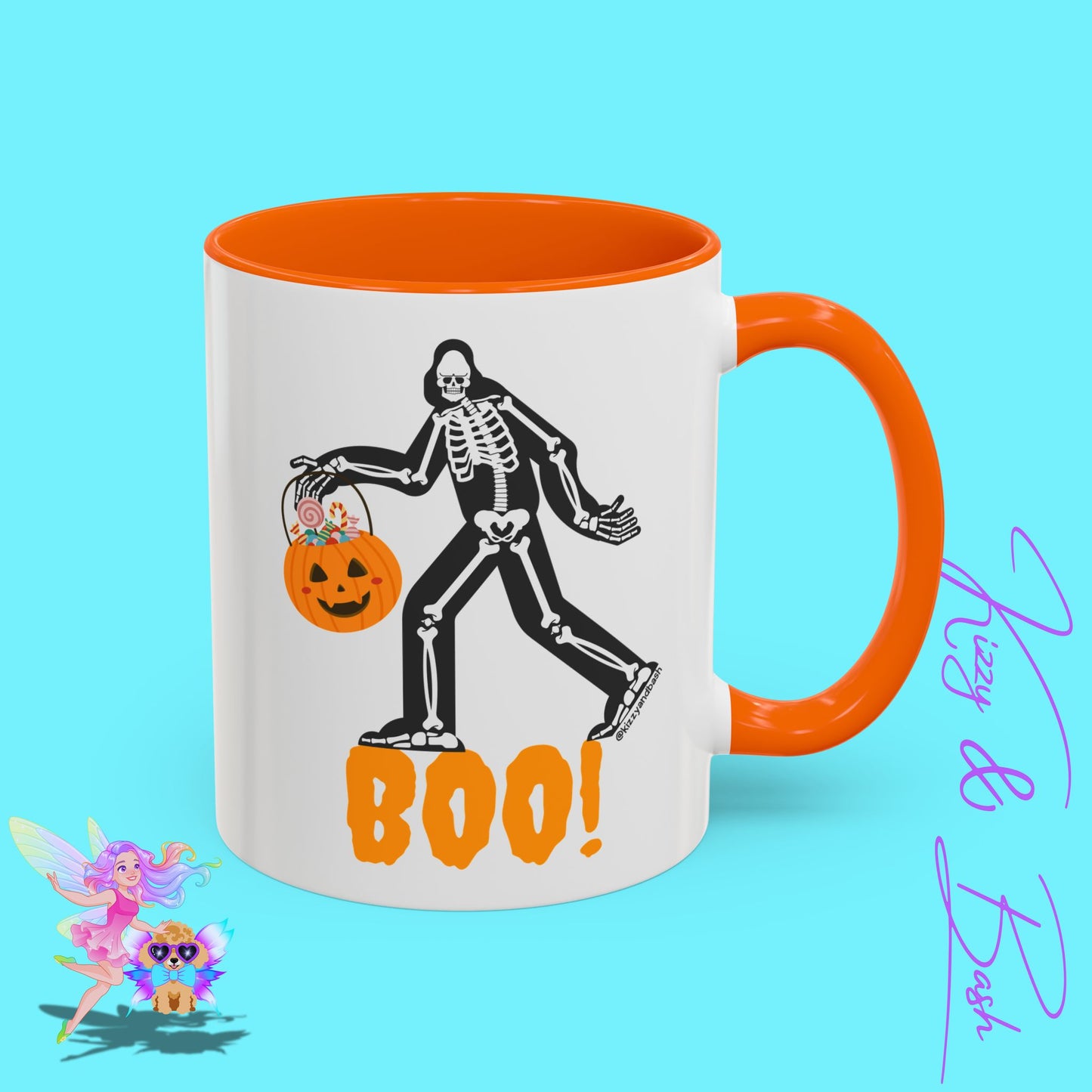 Funny Bigfoot Coffee Mug Unique Halloween Coffee Mug Sasquatch Mug for Him or Her Cute Halloween Gift for Teachers Perfect Gift for Bigfoot Hunters Funny Gift for Bigfoot Believers Sasquatch Skeleton Trick-or-Treating Accent Coffee Mug - 11, 15oz