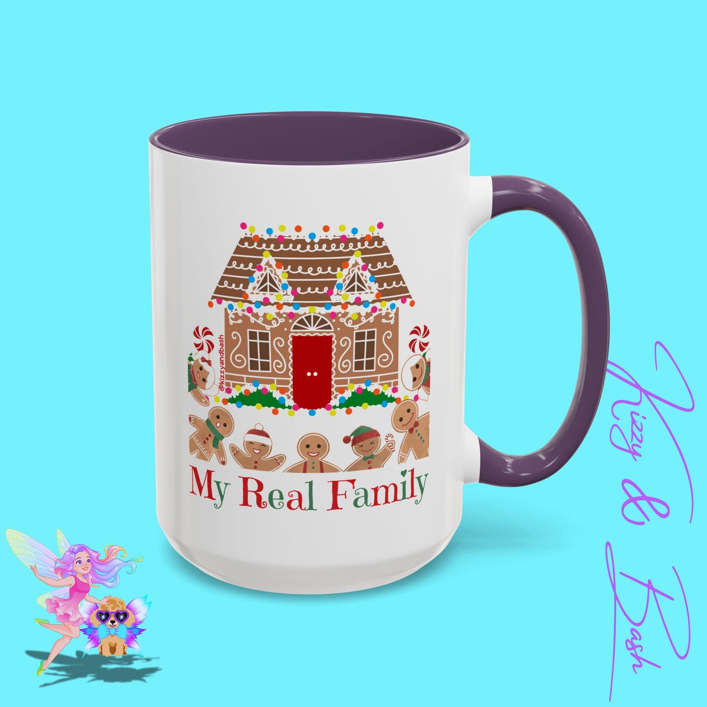 Cute Gingerbread Mug Funny Gingerbread Coffee Mug Fun Gingerbread Family Unique Christmas Gift Idea for Friends and Family Perfect Gift for Gingerbread Lovers and Gingerbread Bakers My Real Family Accent Coffee Mug - 11, 15oz